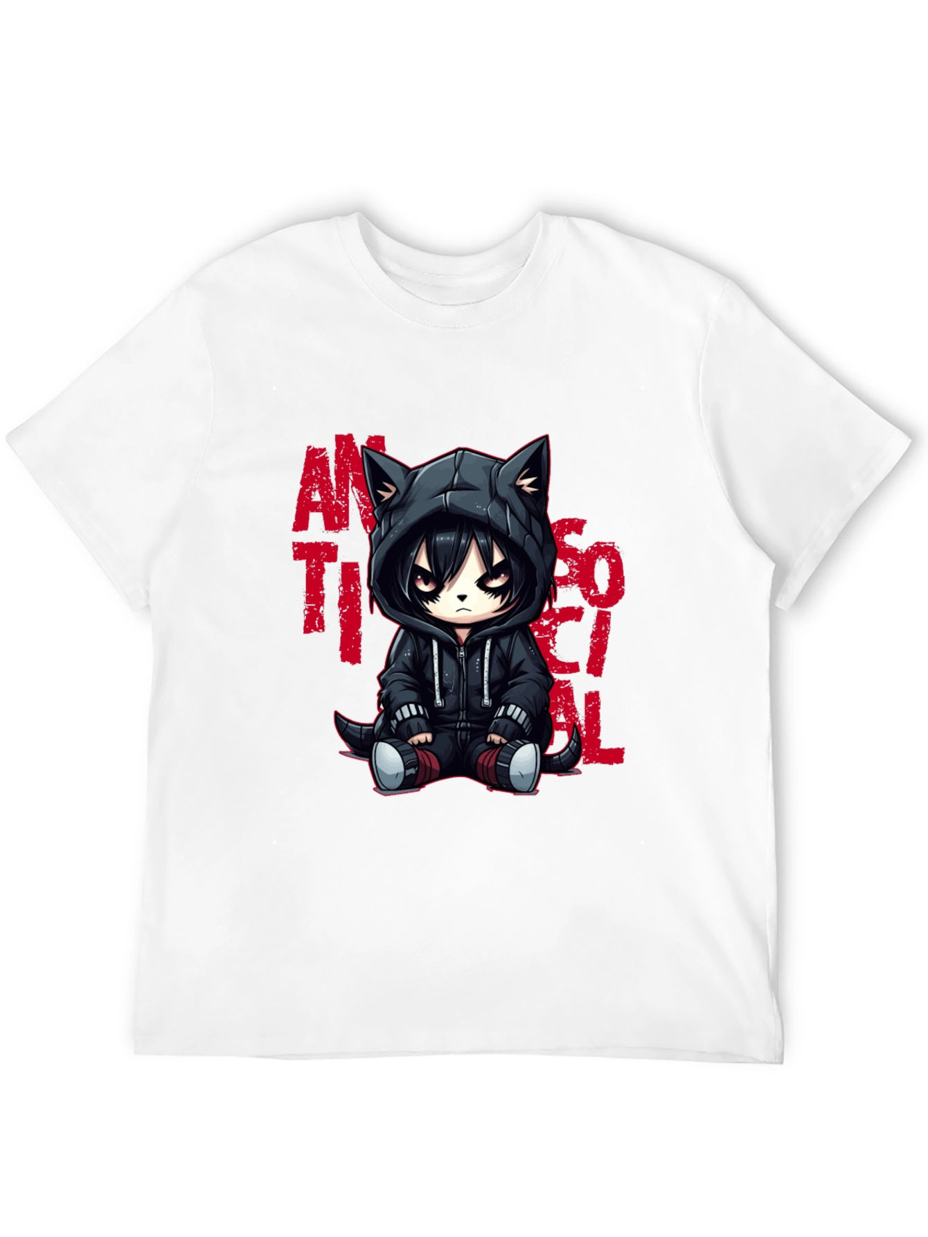 Black Anti-Social Cat T-Shirt view 12