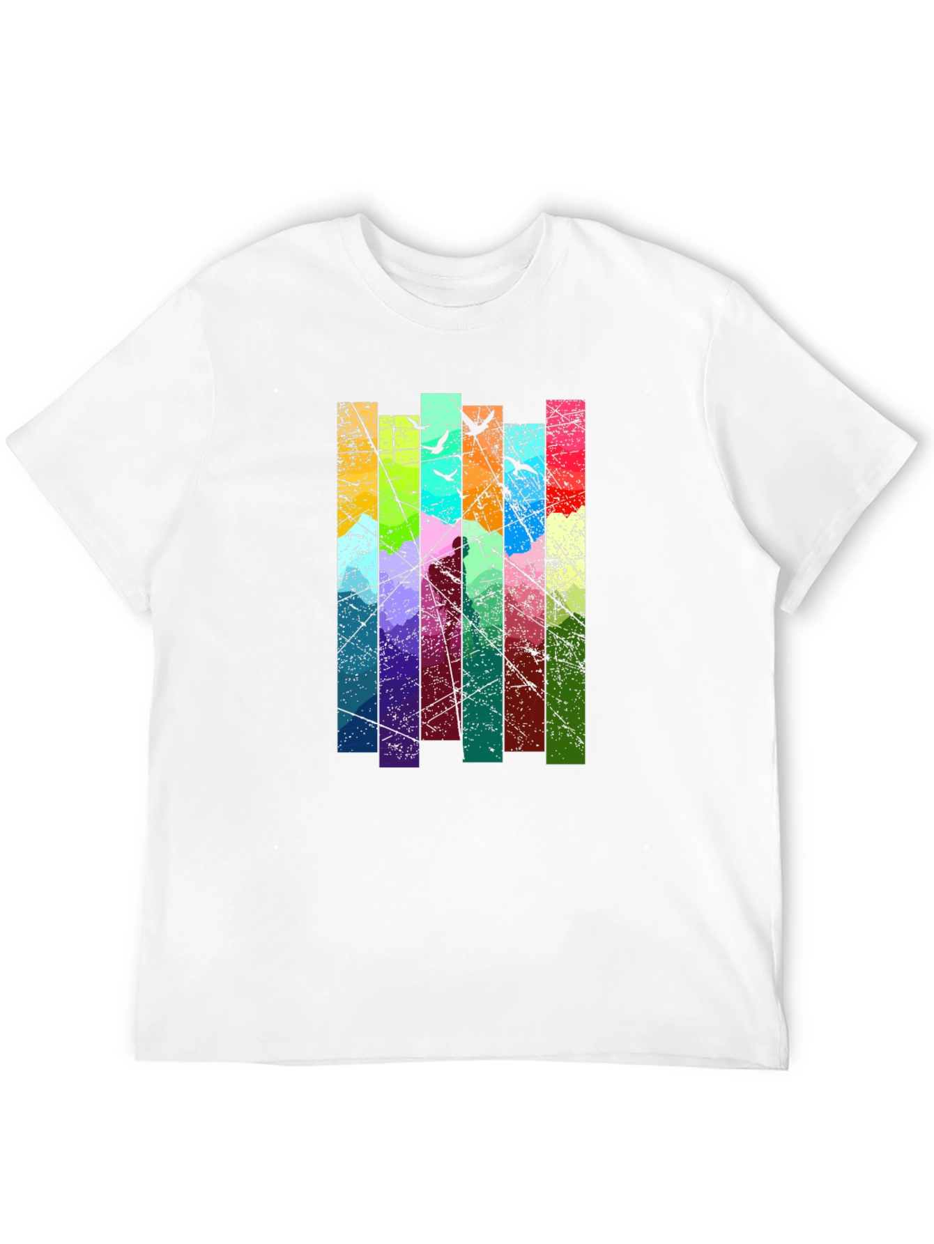 Black Abstract Art Birds on a Wire Graphic T-Shirt view 12