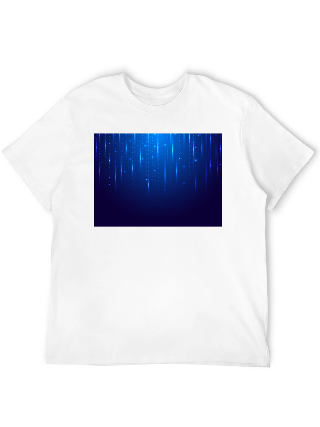 Black Men's Black T-Shirt with Blue Light Design view 12