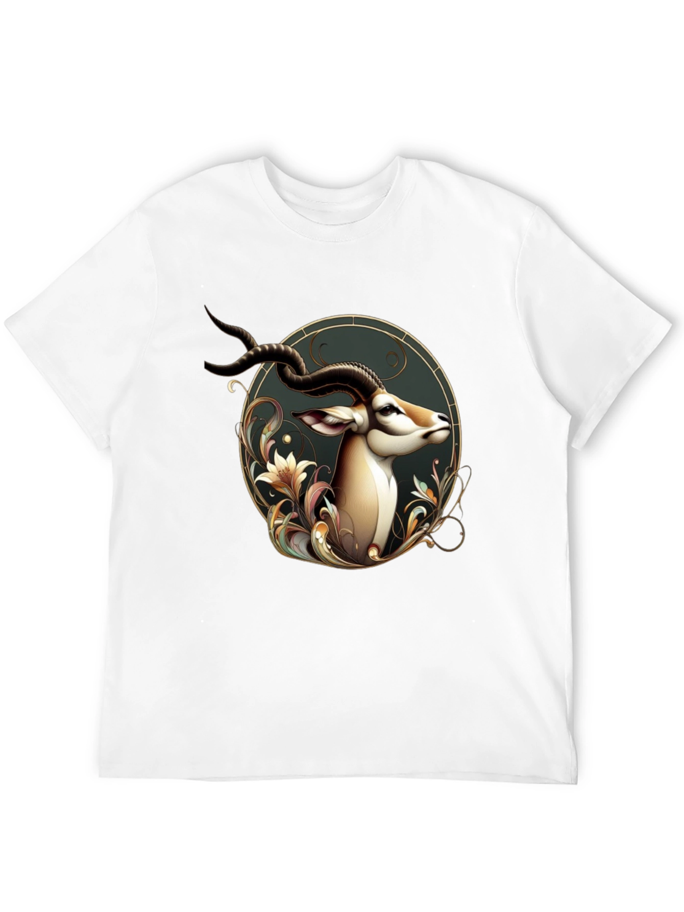 Black Elegant Antelope Graphic Tee - Men's Black T-Shirt view 12