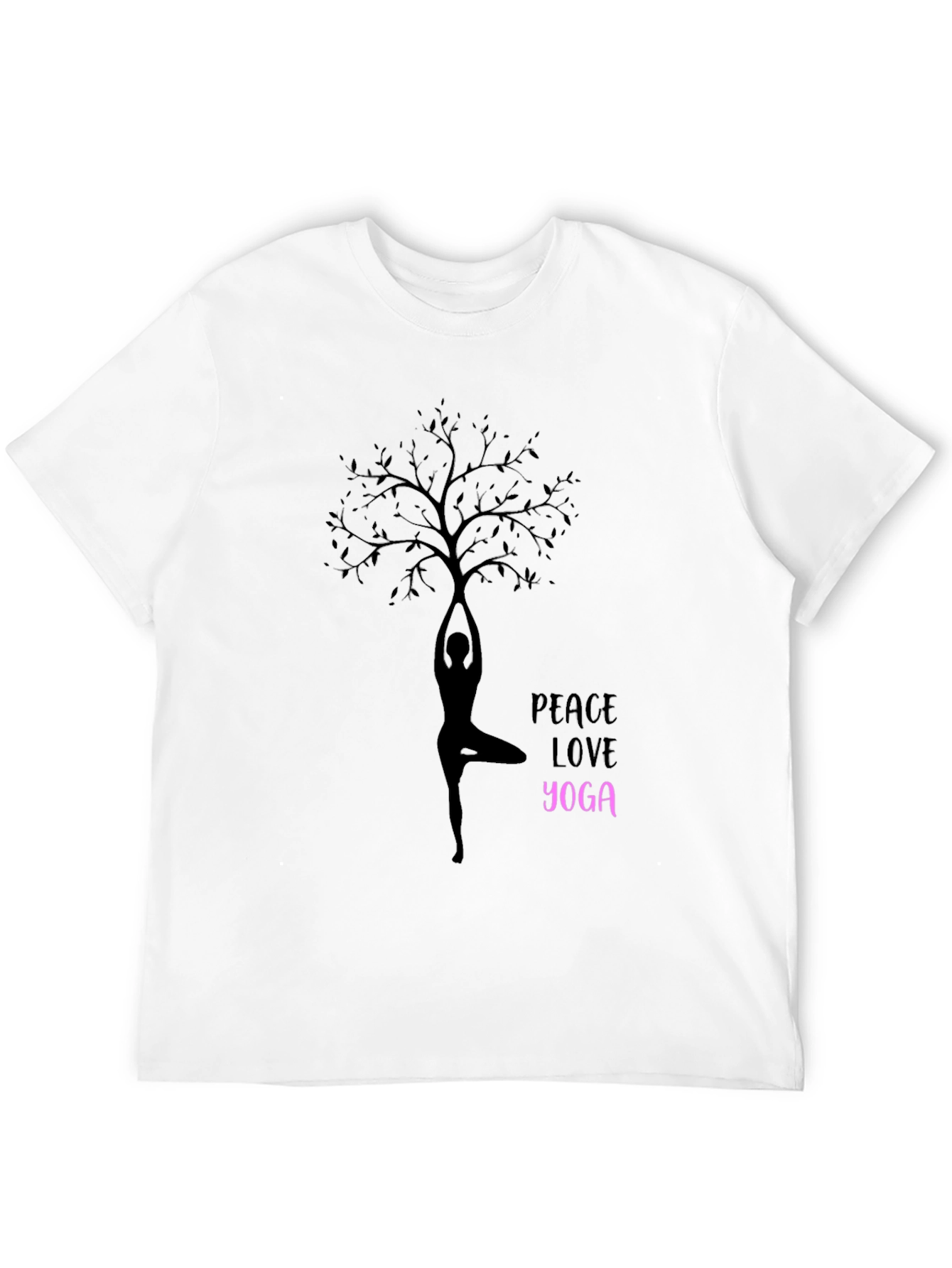 Black Peace Love Yoga T-Shirt - Black Cotton Blend Tee view 12