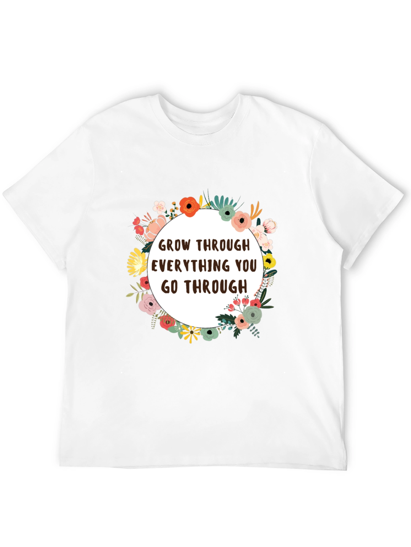 Black Floral Grow Through T-Shirt - Inspirational Tee view 12