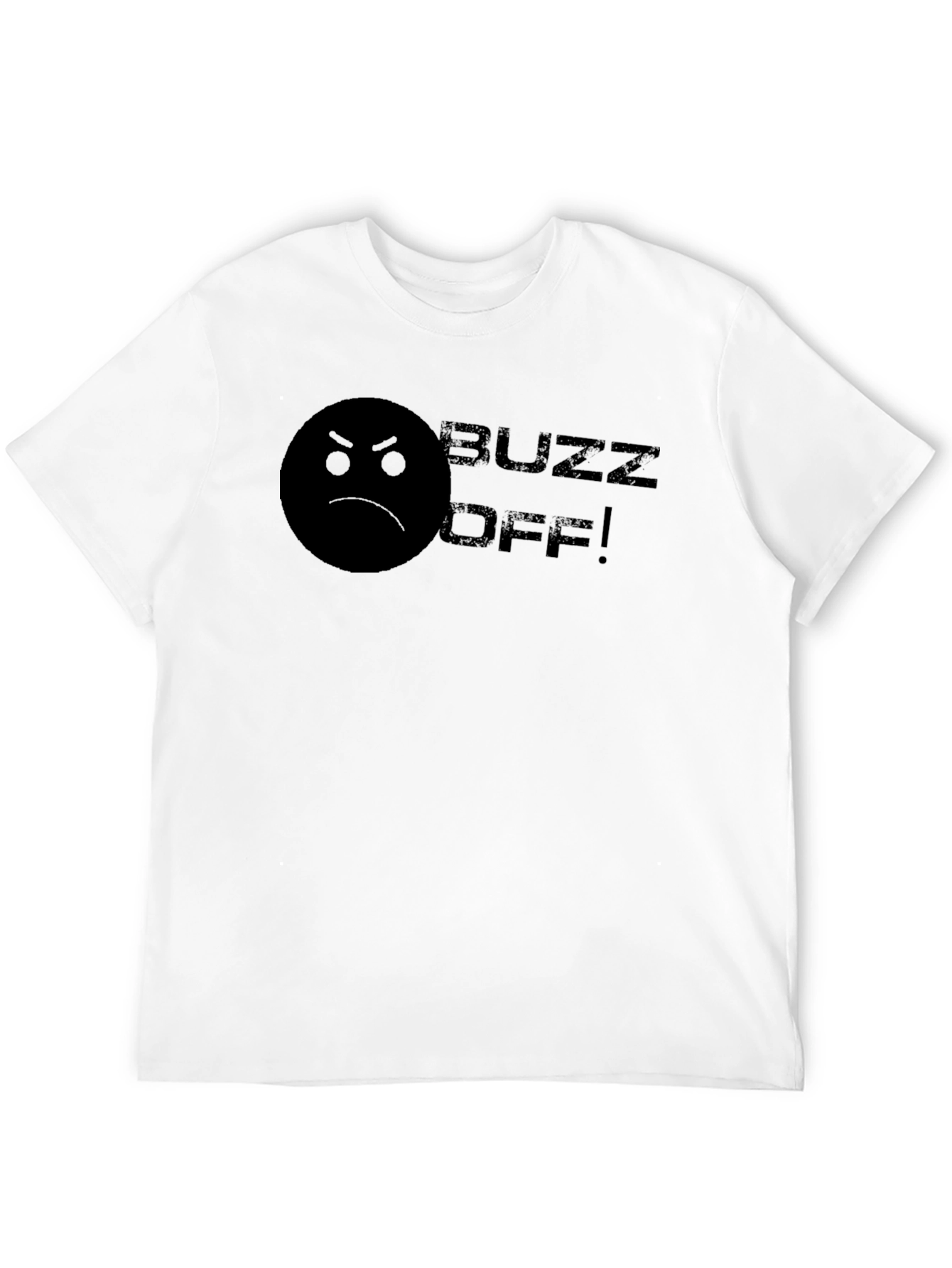 Black Buzz Off! Graphic Tee - Angry Emoji Black Cotton T-Shirt view 12