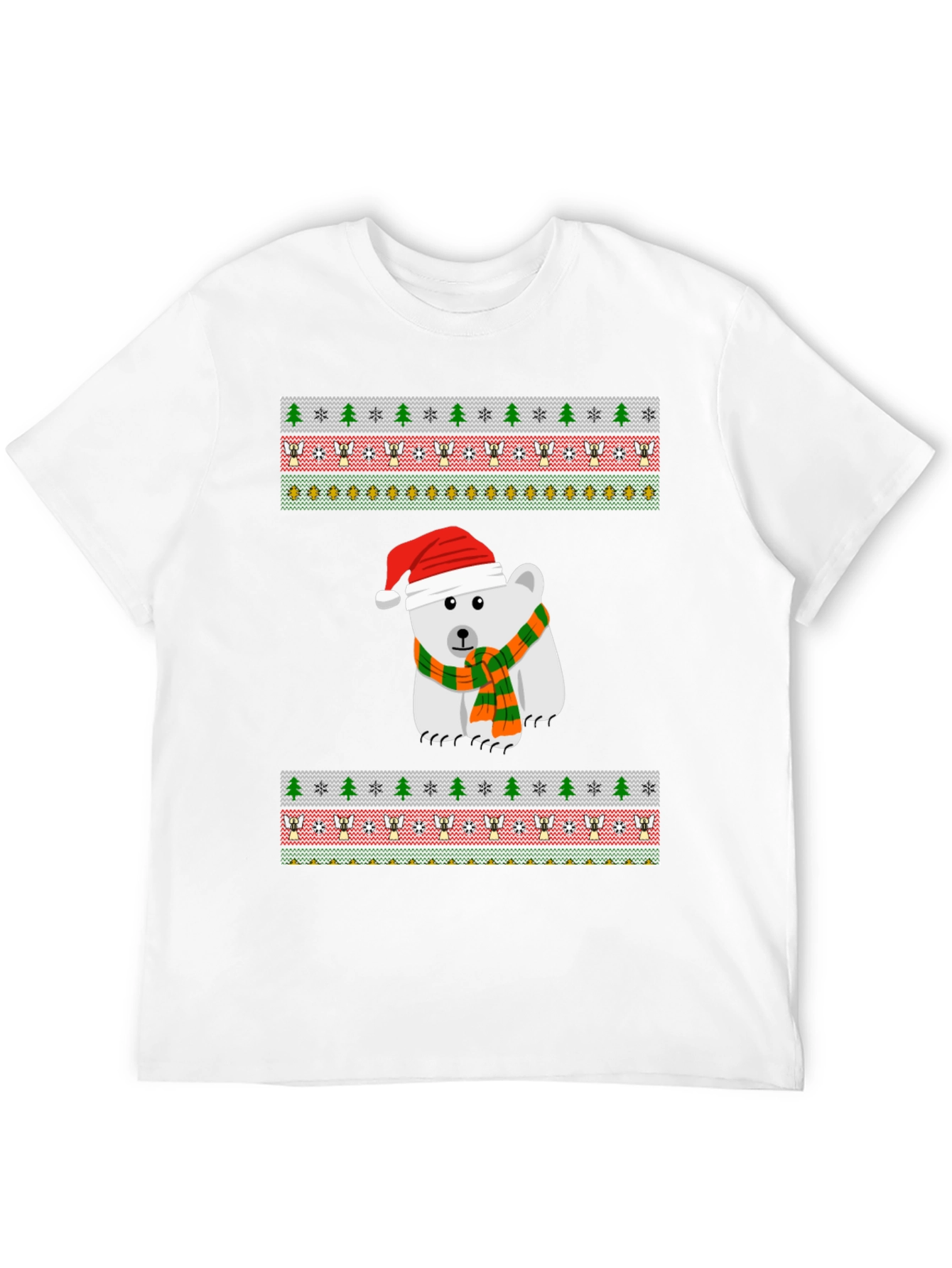 Black Festive Polar Bear Holiday T-Shirt view 12