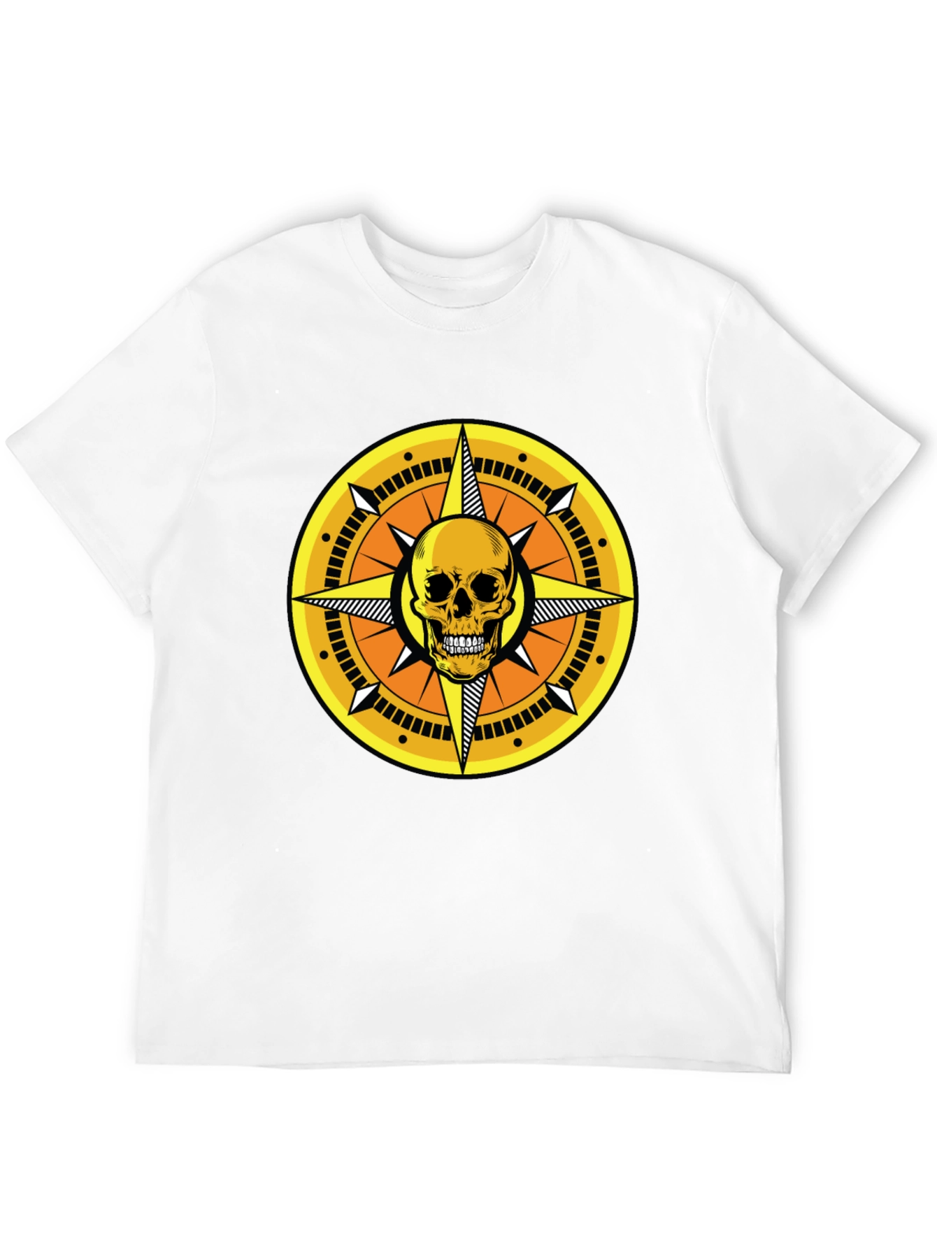 Black Skull Compass Graphic Tee - Black Cotton Shirt view 12