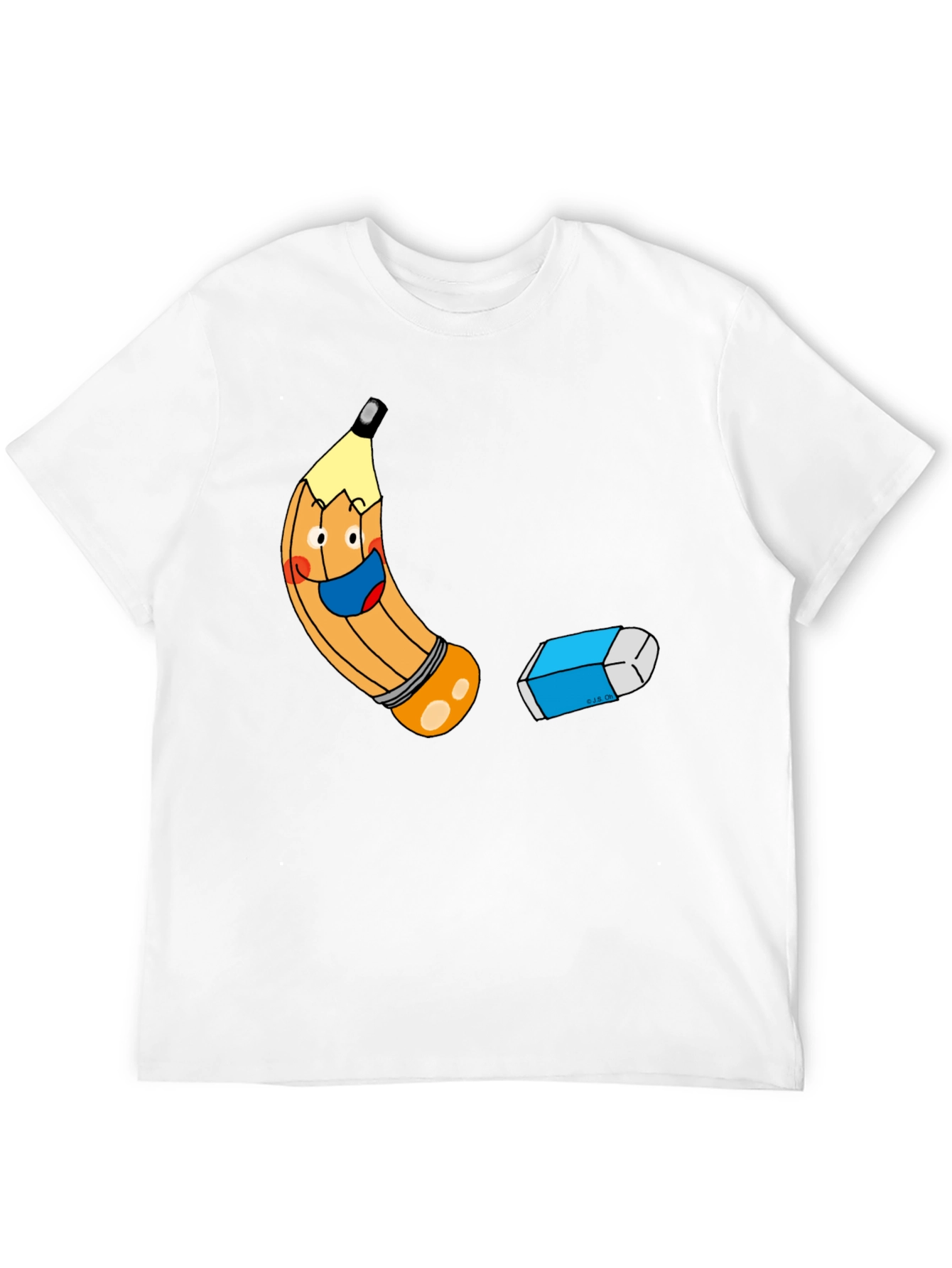 Black Cartoon Pencil & Eraser Graphic Tee view 12