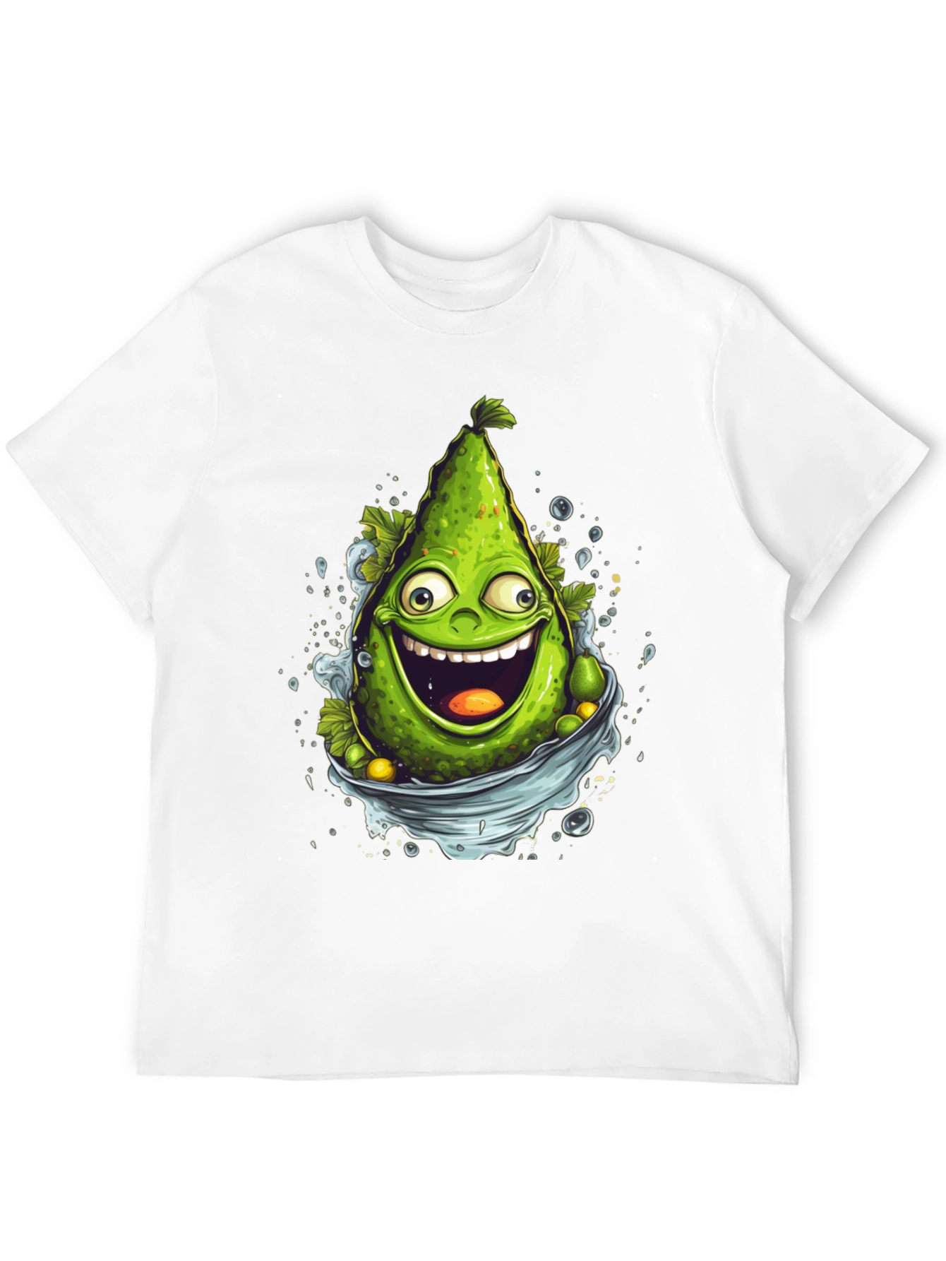Black Funny Avocado Cartoon Graphic T-Shirt view 12