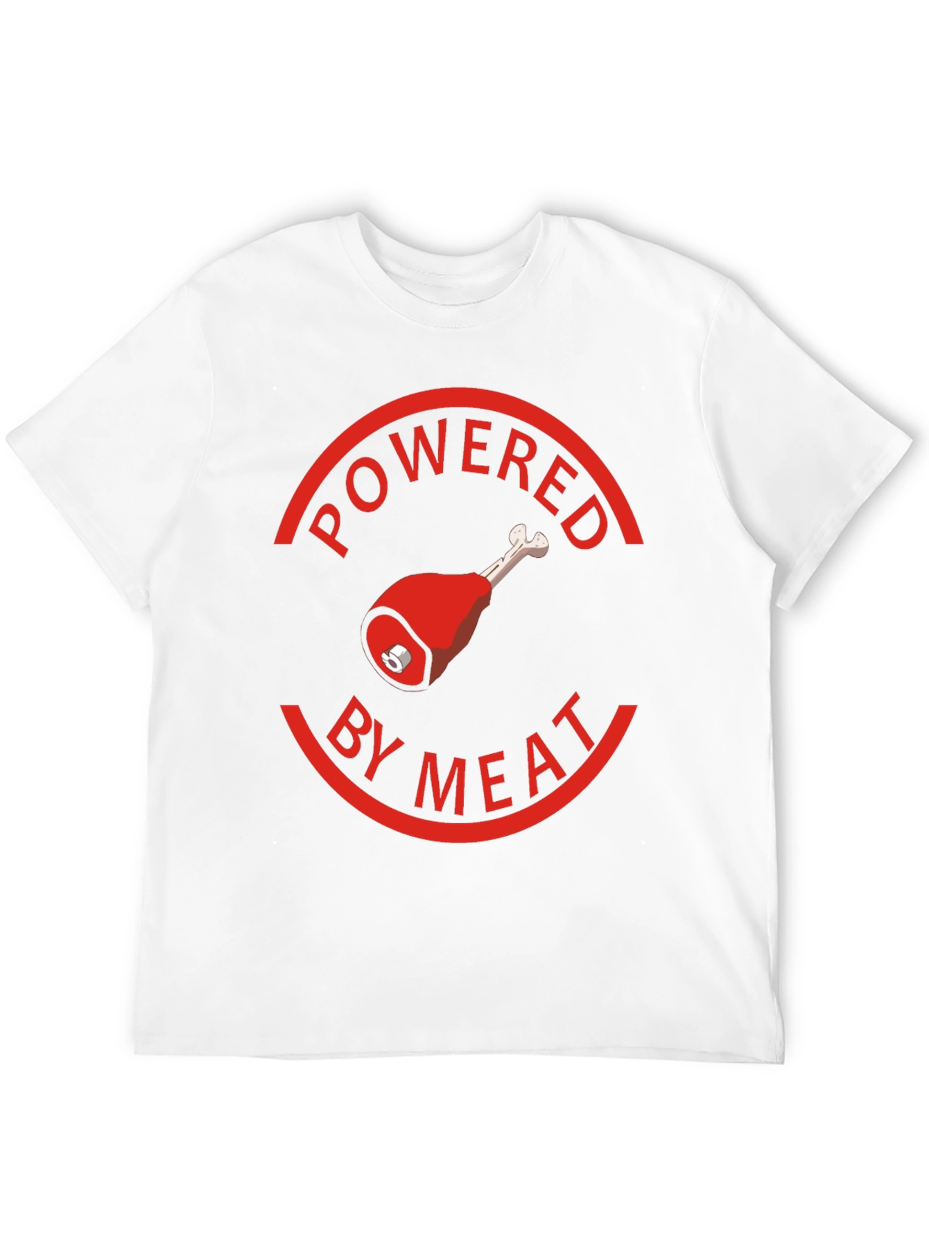 Black Powered By Meat T-Shirt - Novelty Graphic Tee view 12