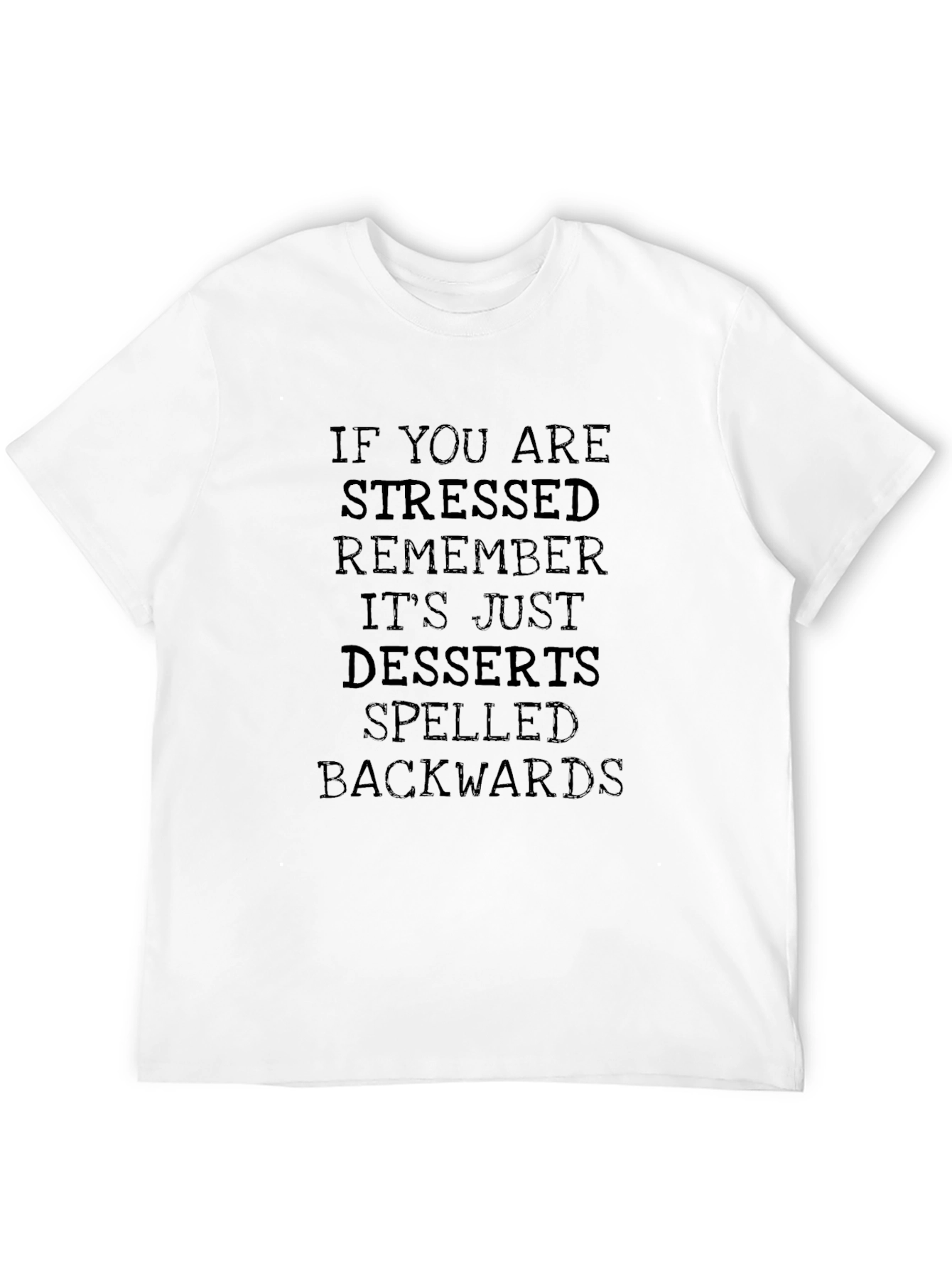 Black Stressed Spelled Backwards T-Shirt view 12