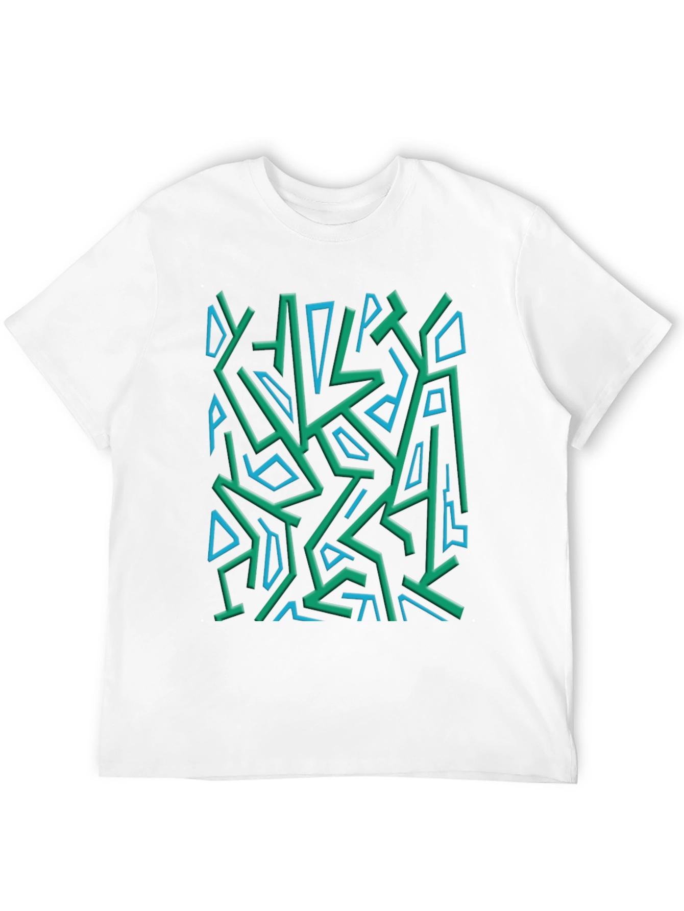 Black Abstract Geometric Print Crew Neck Tee view 12