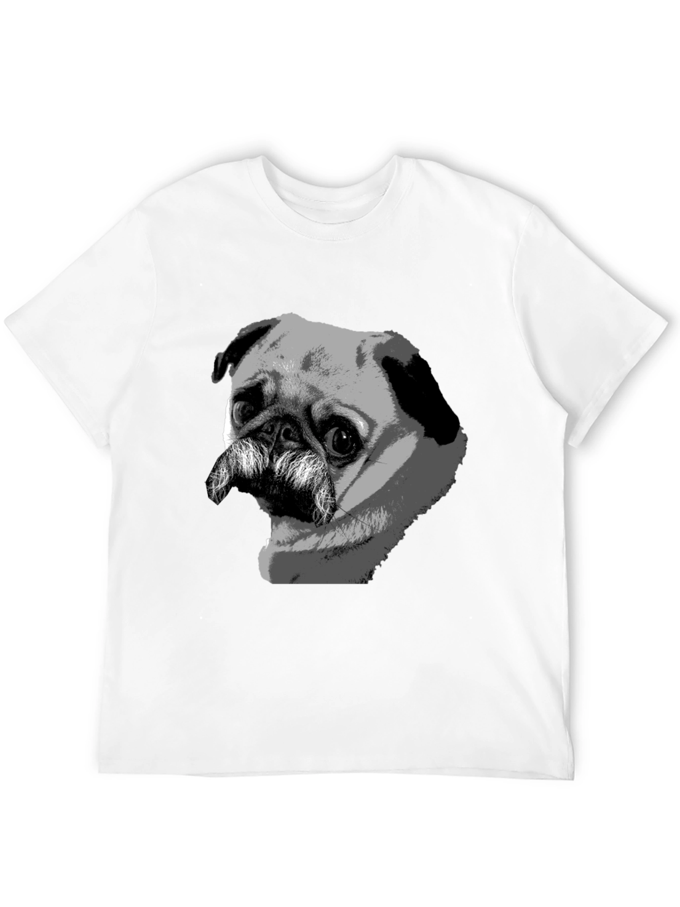 Black Pug Mustache Graphic Black T-Shirt view 12