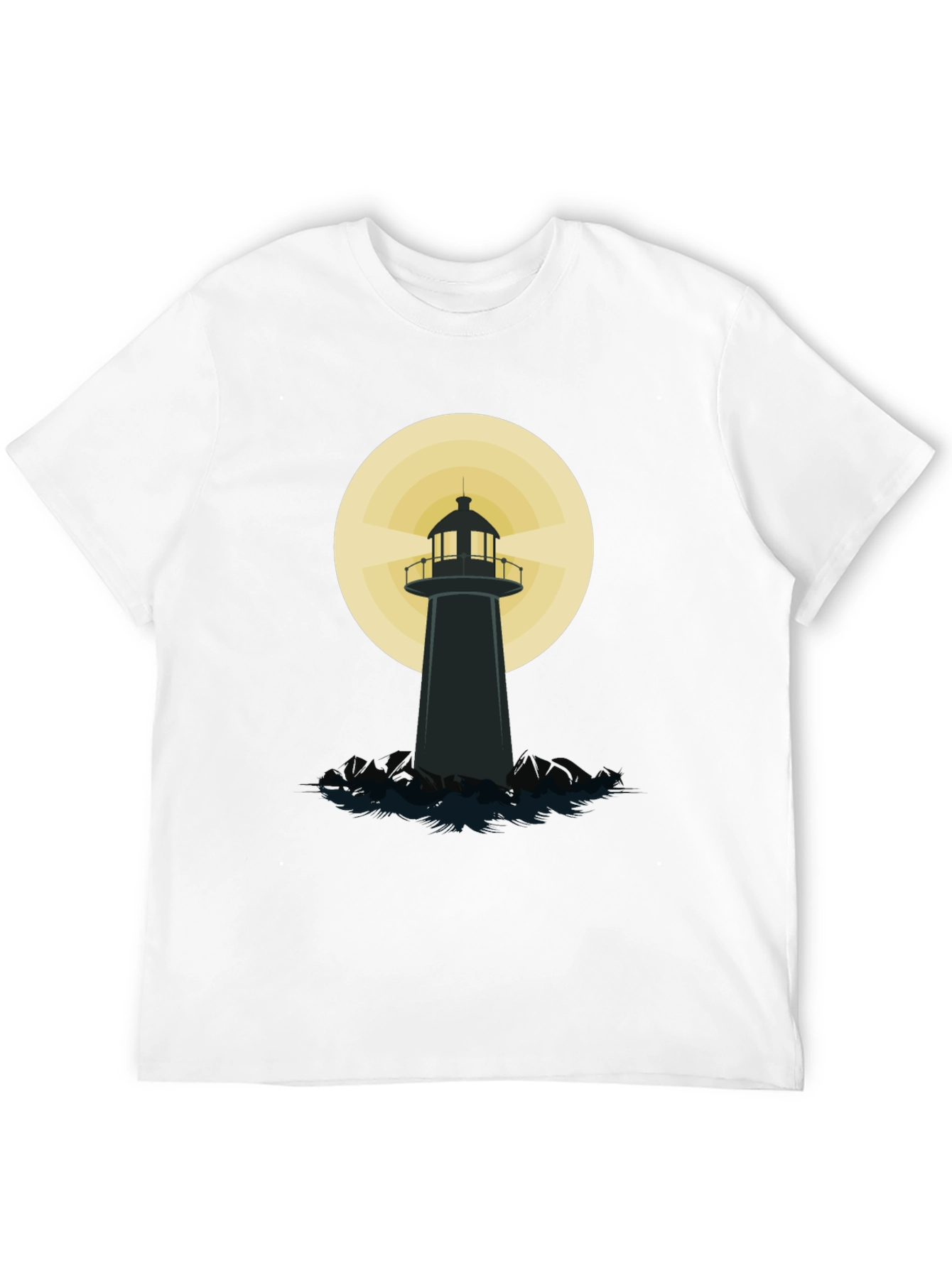 Black Lighthouse Graphic T-Shirt - Black Cotton Blend view 12