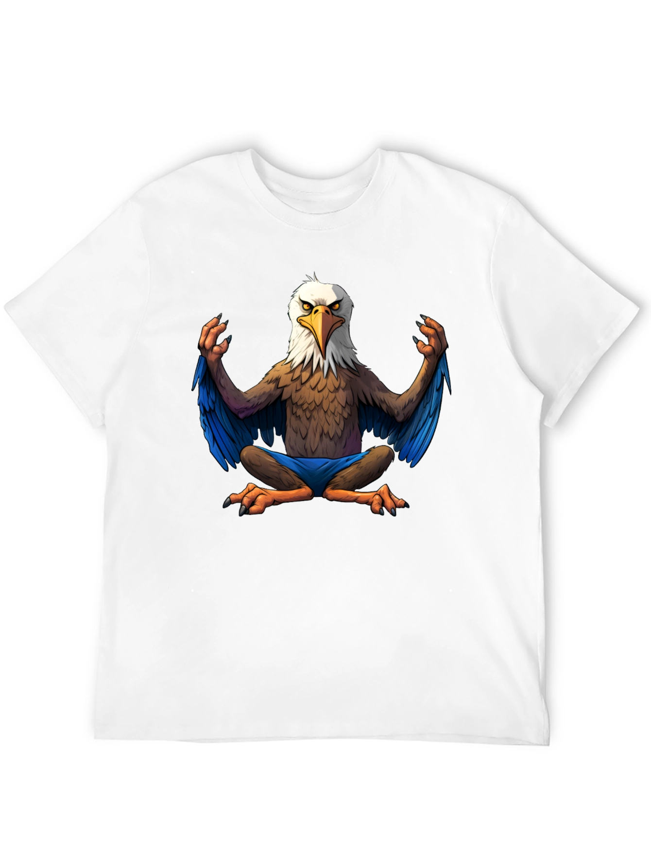 Black Meditating Eagle Cartoon T-Shirt view 12