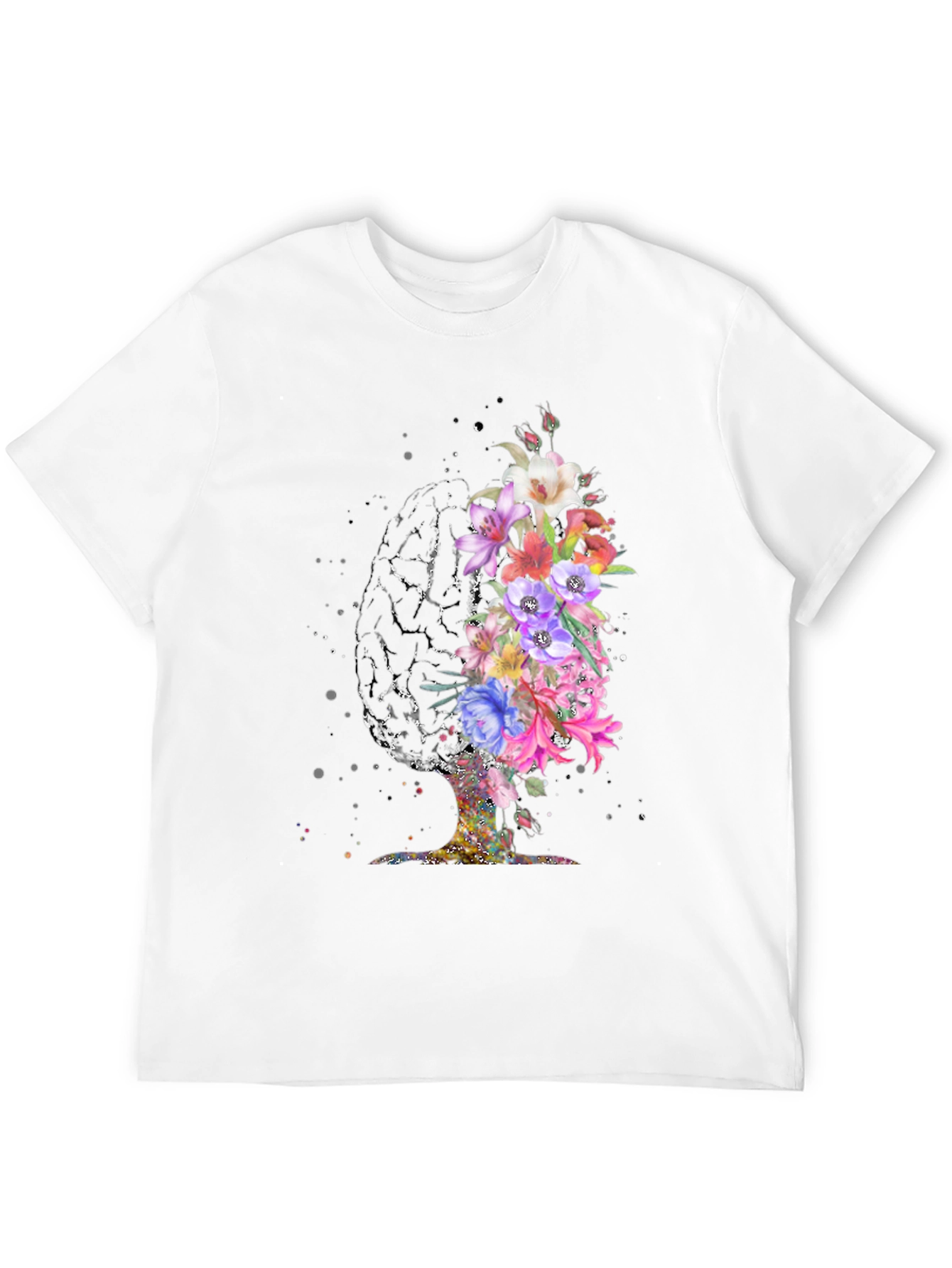 Black Floral Brain Graphic T-Shirt view 12