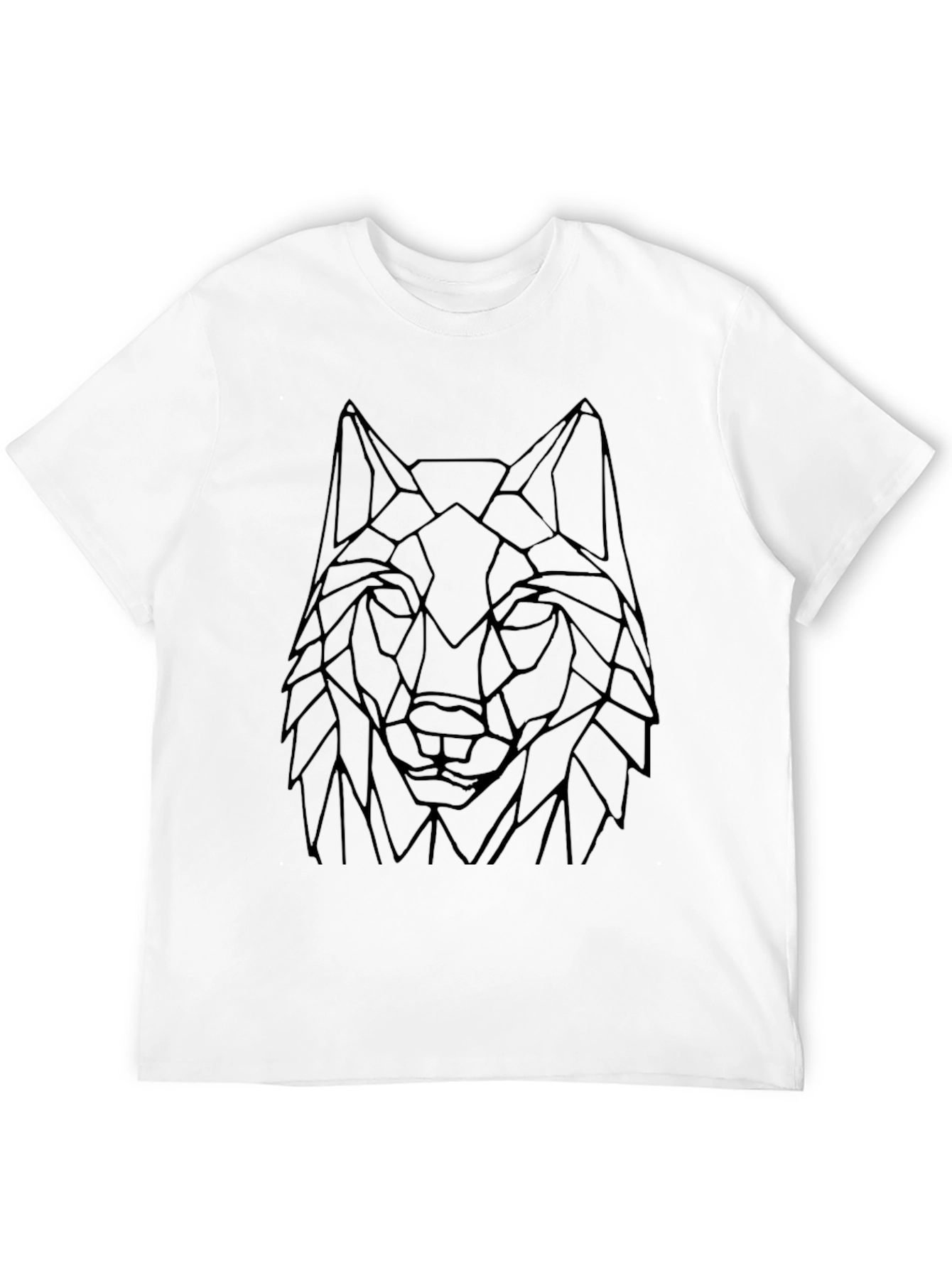 Black Geometric Wolf Head Black Graphic Tee view 12