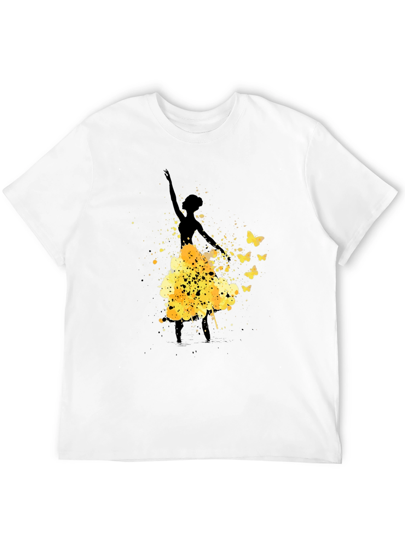 Black Ballerina Butterfly Black Graphic T-Shirt view 12