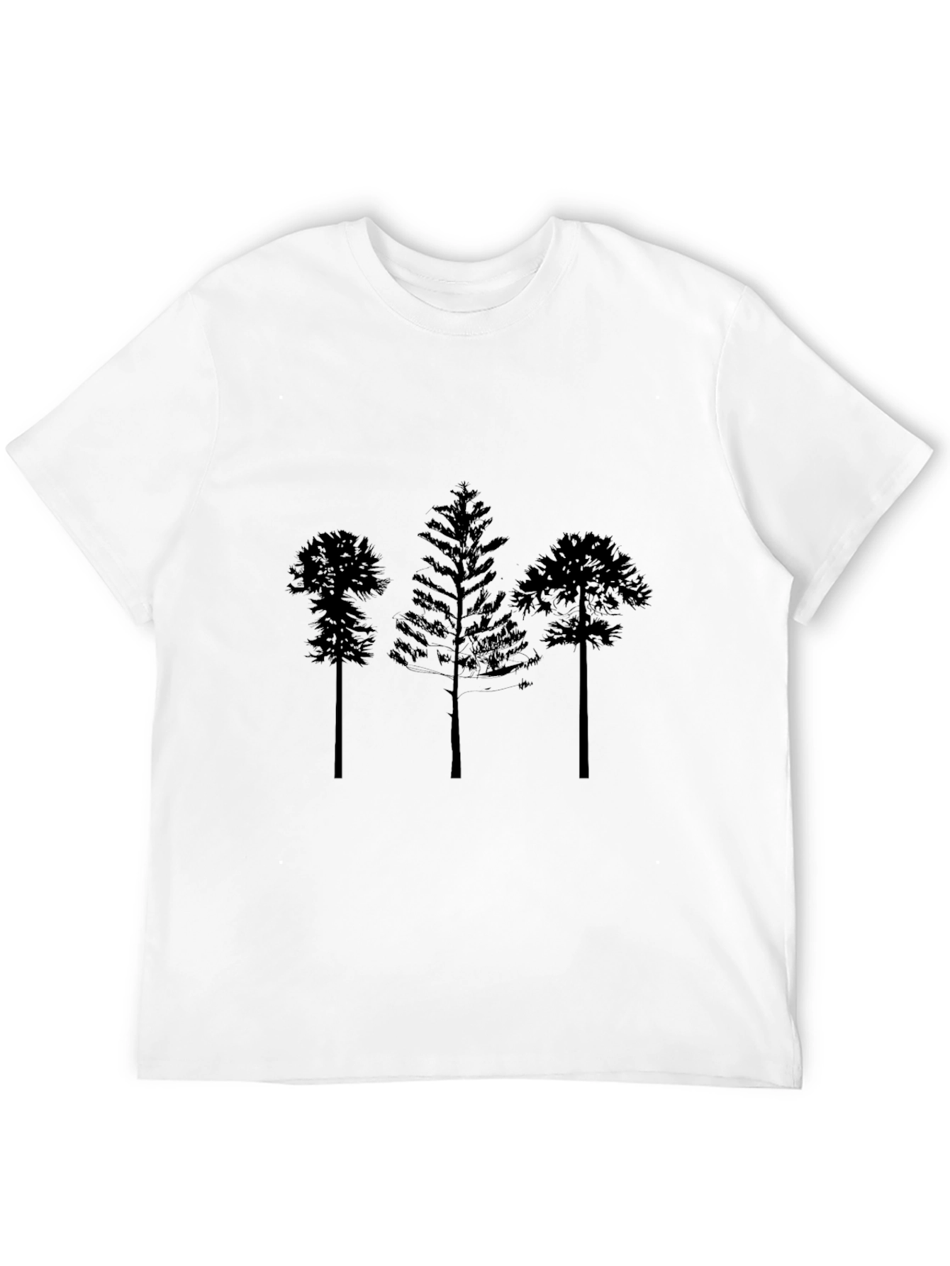 Black Men's Black T-Shirt with Tree Silhouette Design view 12