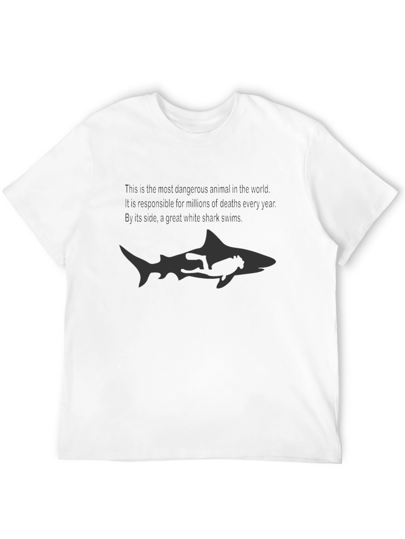 Black Great White Shark Danger T-Shirt view 12