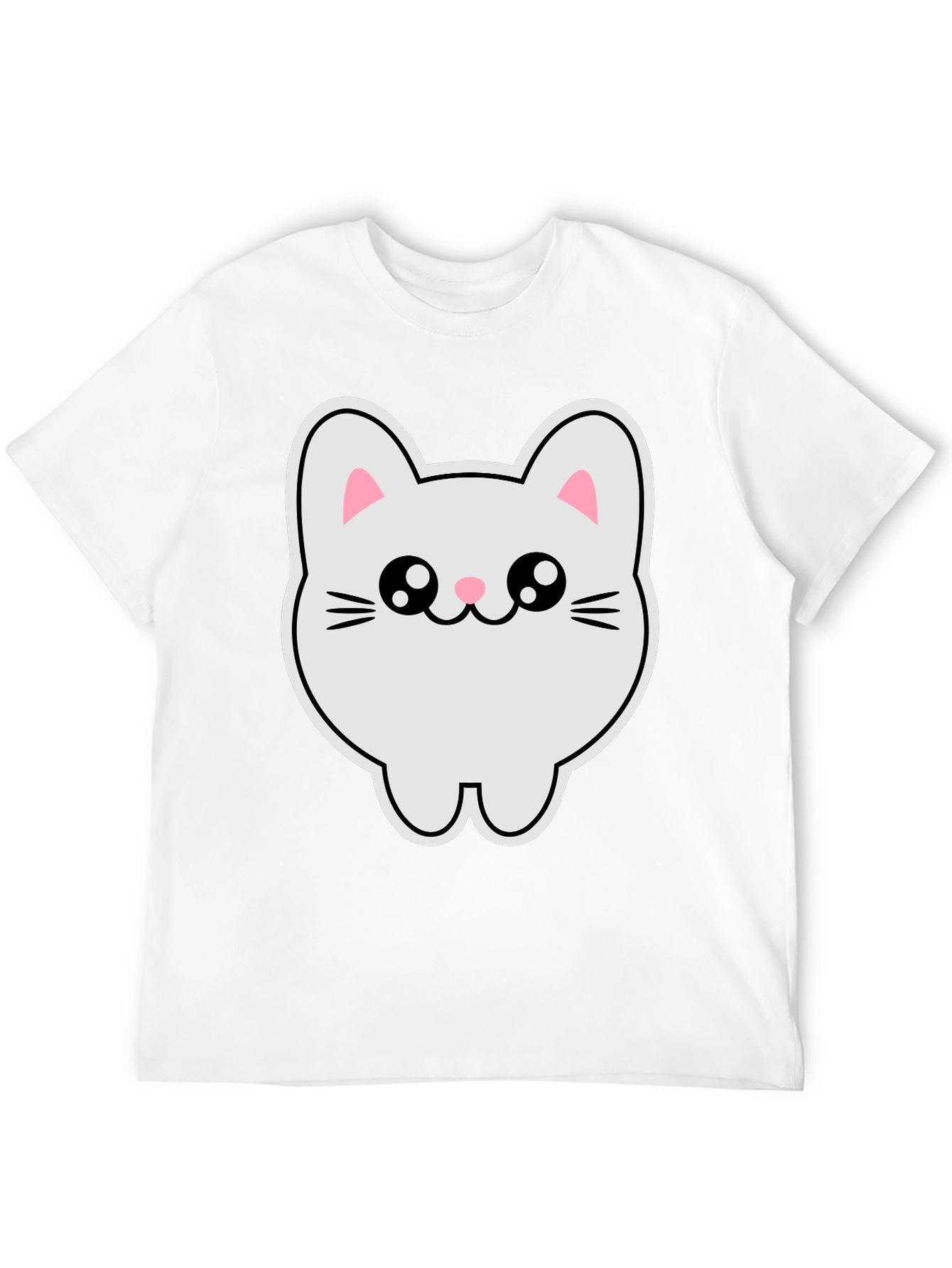 Black Cute Kawaii Cat T-Shirt - Black Cotton Tee view 12