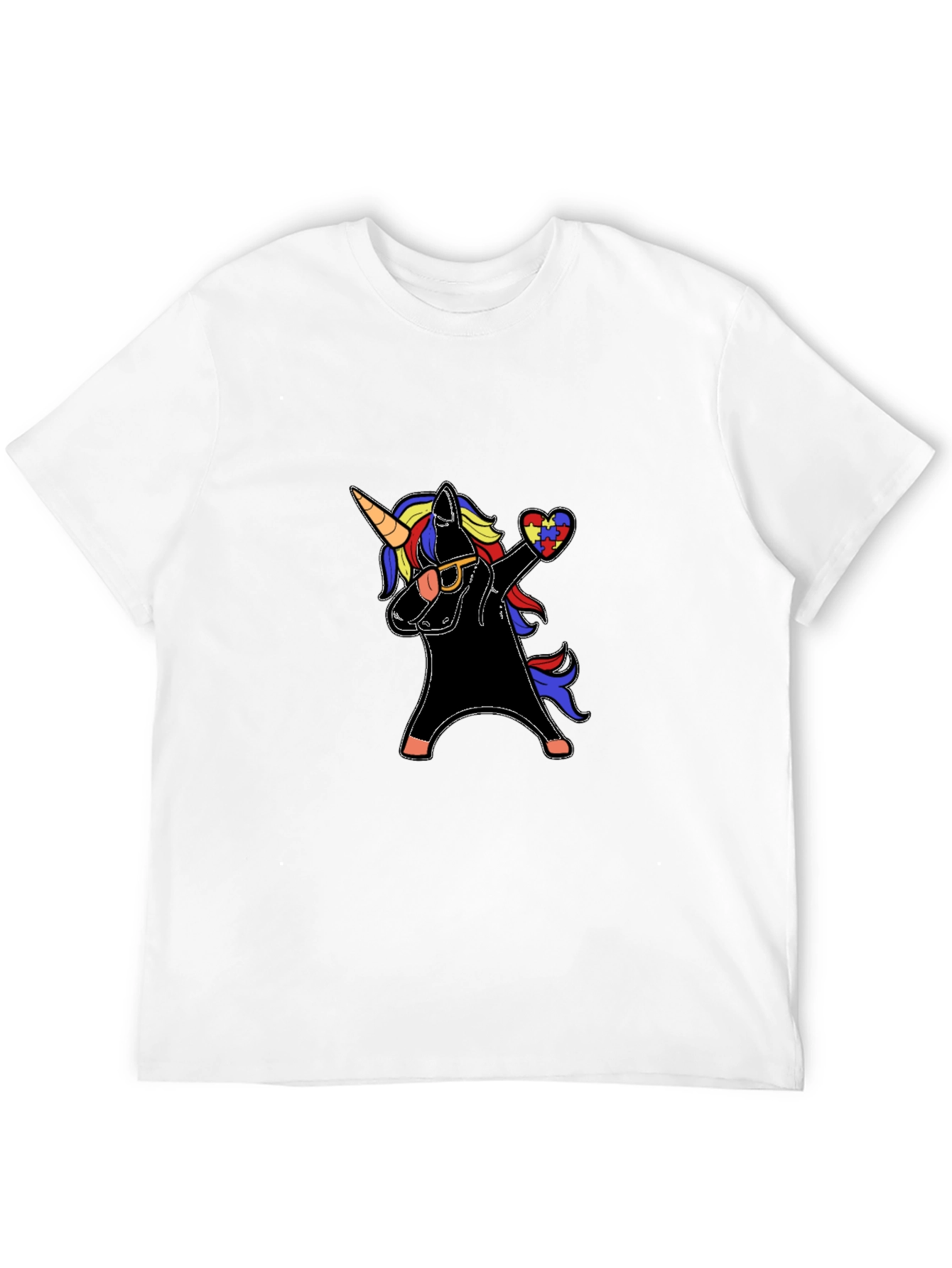Black Unicorn Autism Awareness Dabbing T-Shirt view 12