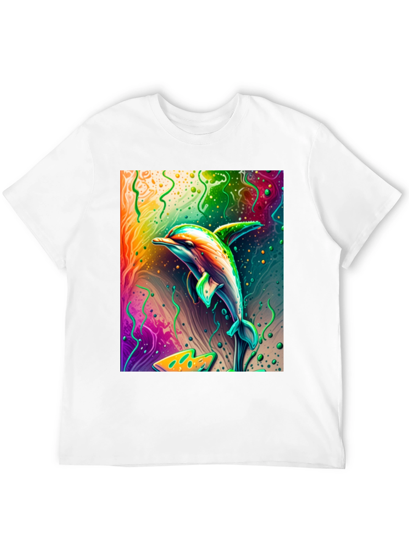 Black Vivid Dolphin Graphic T-Shirt - Black Cotton Tee view 12