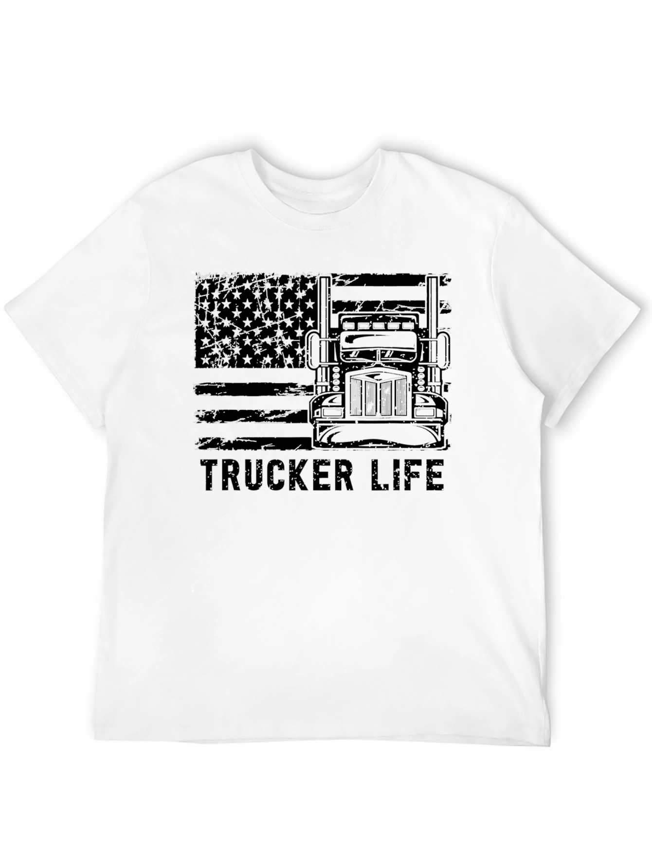 Black Trucker Life Black Graphic Tee view 12