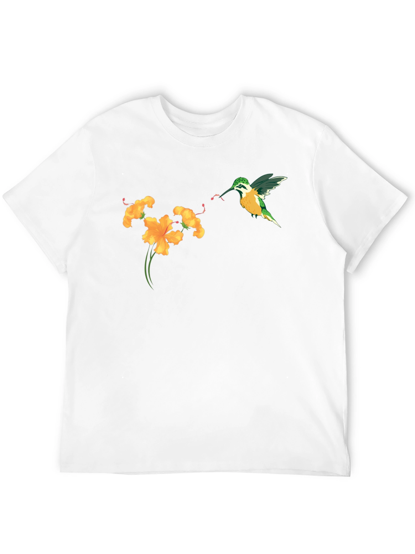 Black Hummingbird & Flower Graphic Tee - Stylish Black T-Shirt view 12