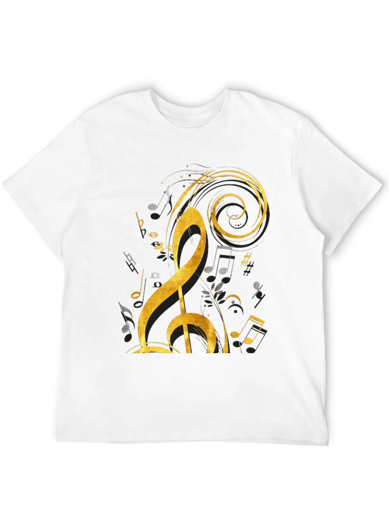 Black Musical Note Graphic Tee - Black Cotton T-Shirt view 12