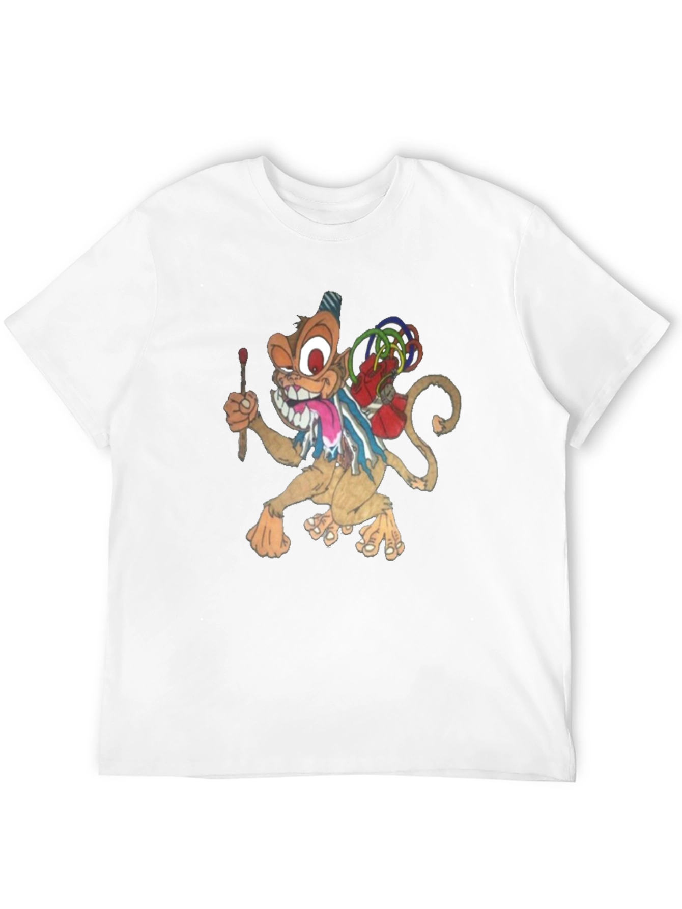 Black Cartoon Monkey Graphic Print T-Shirt view 12