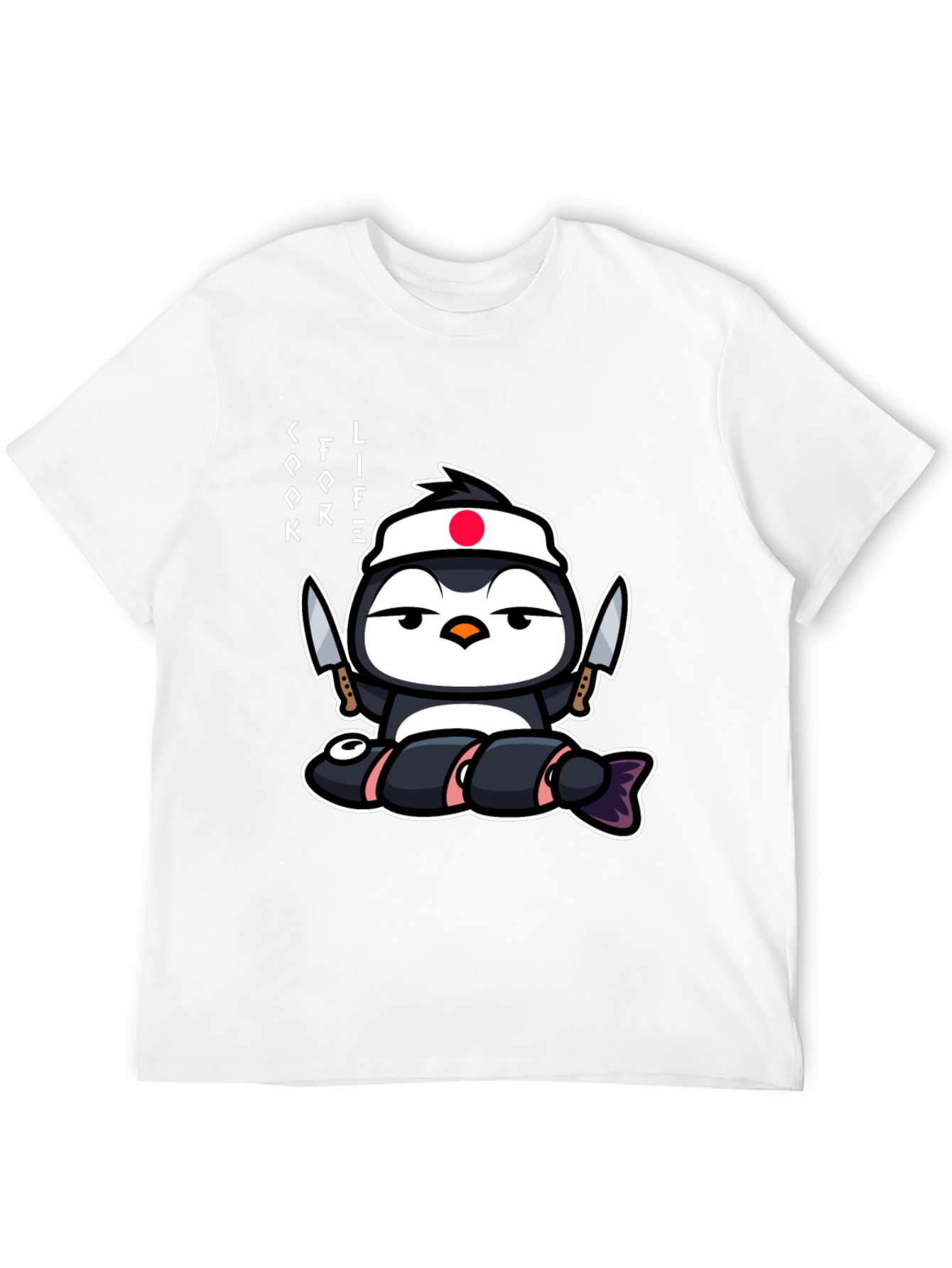 Black Sushi Chef Penguin T-Shirt - Cook Life view 12