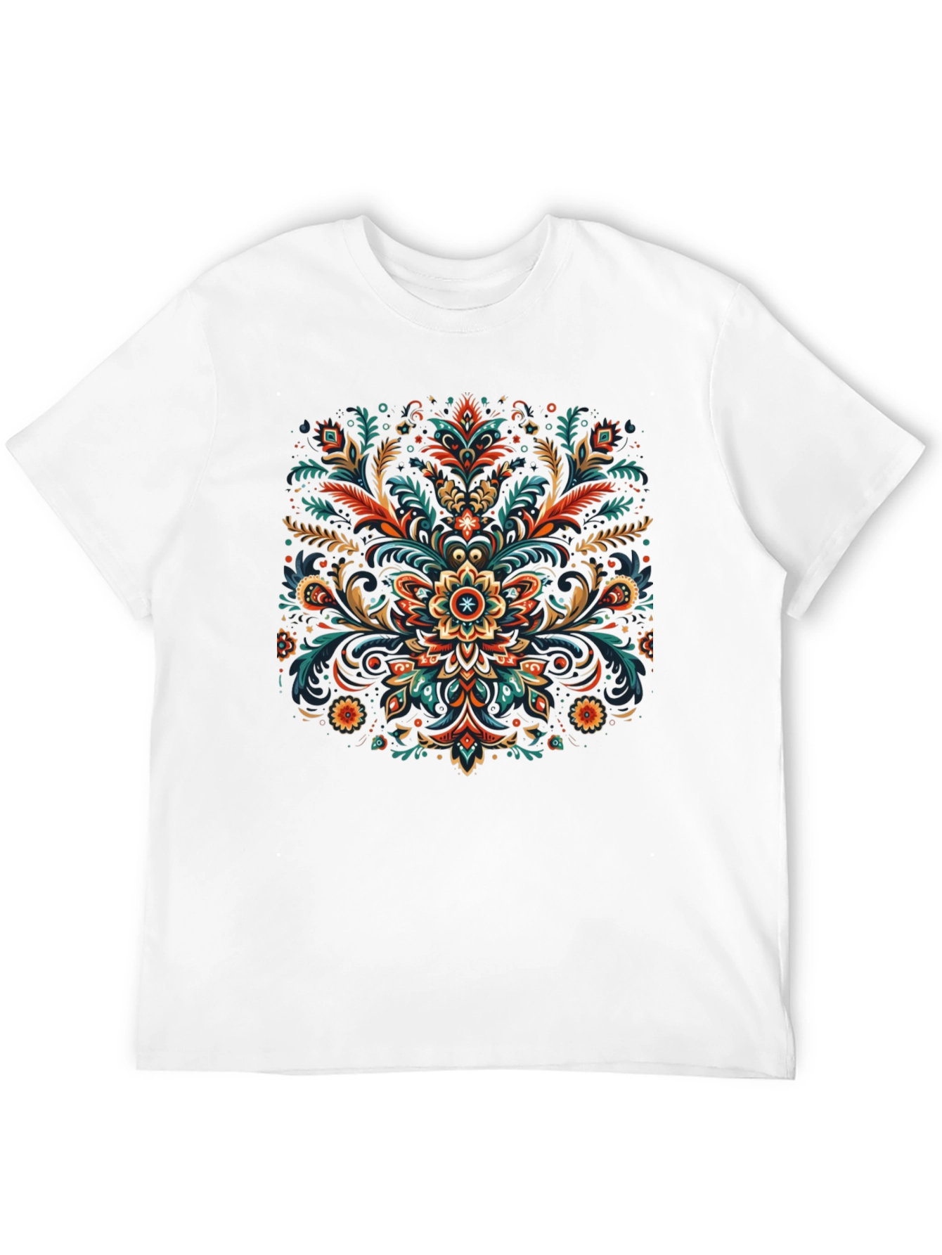 Ornate Floral Graphic Black T-Shirt - 12