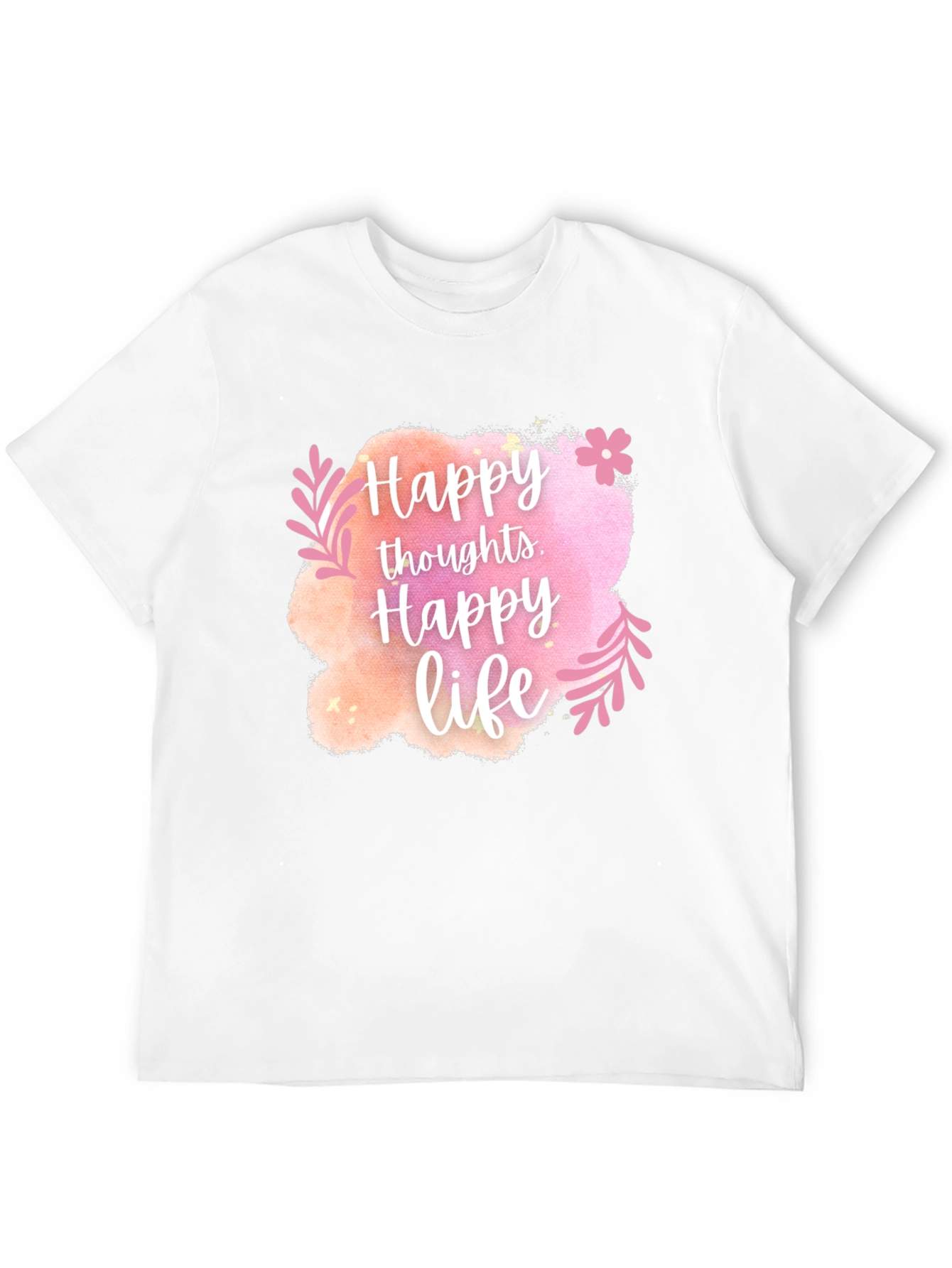 Black Happy Thoughts, Happy Life Graphic Tee view 12