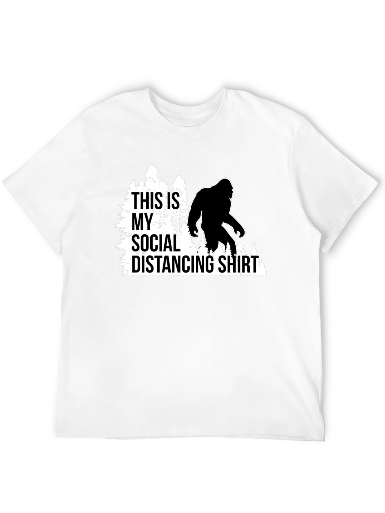 Black Funny Social Distancing Bigfoot Graphic Tee view 12
