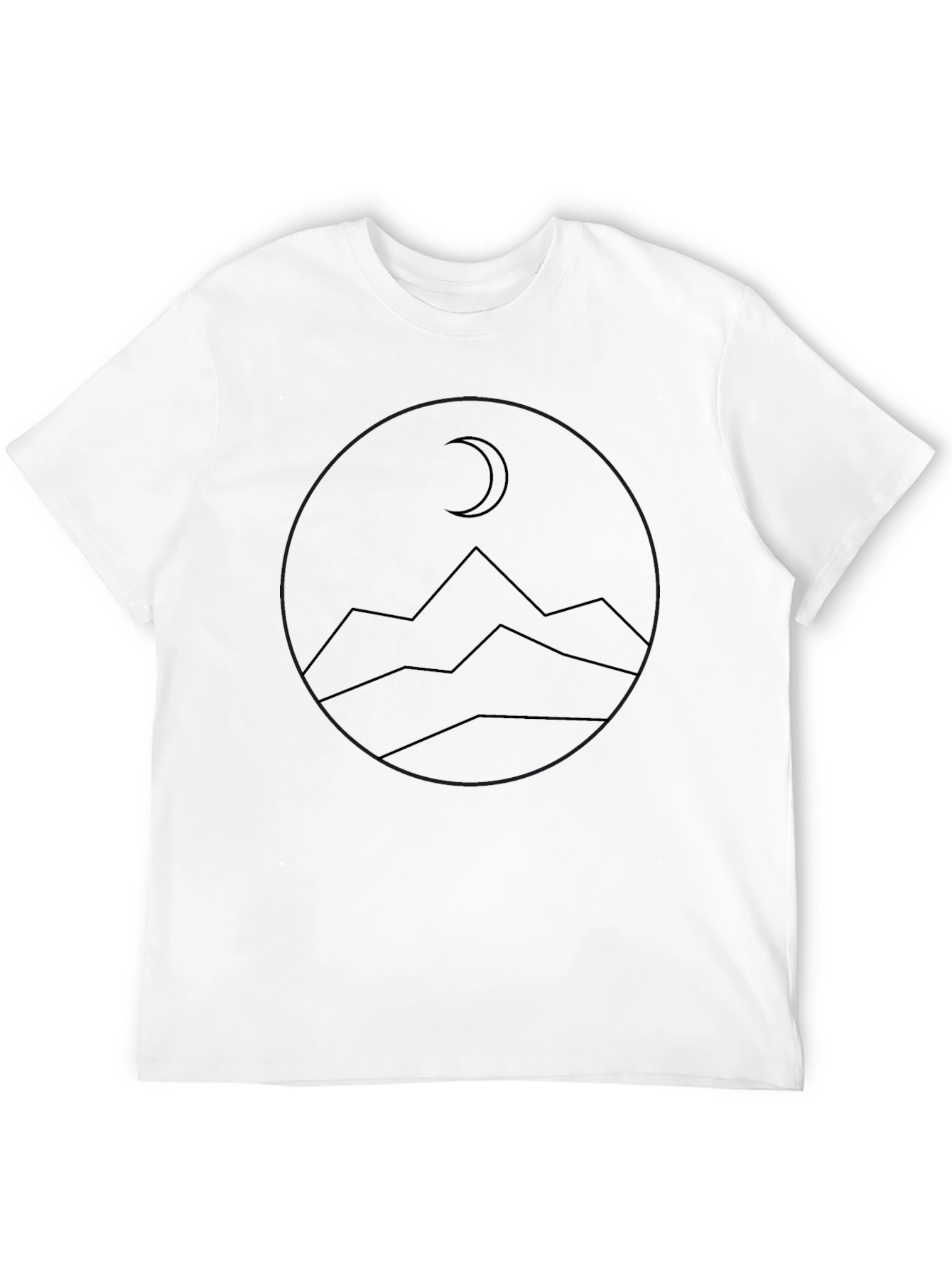 Black Minimalist Mountain & Moon Graphic Tee - Black view 12