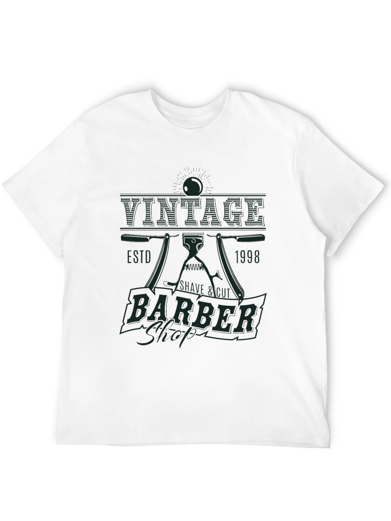 Black Vintage Barber Shop T-Shirt - Est. 1998 view 12