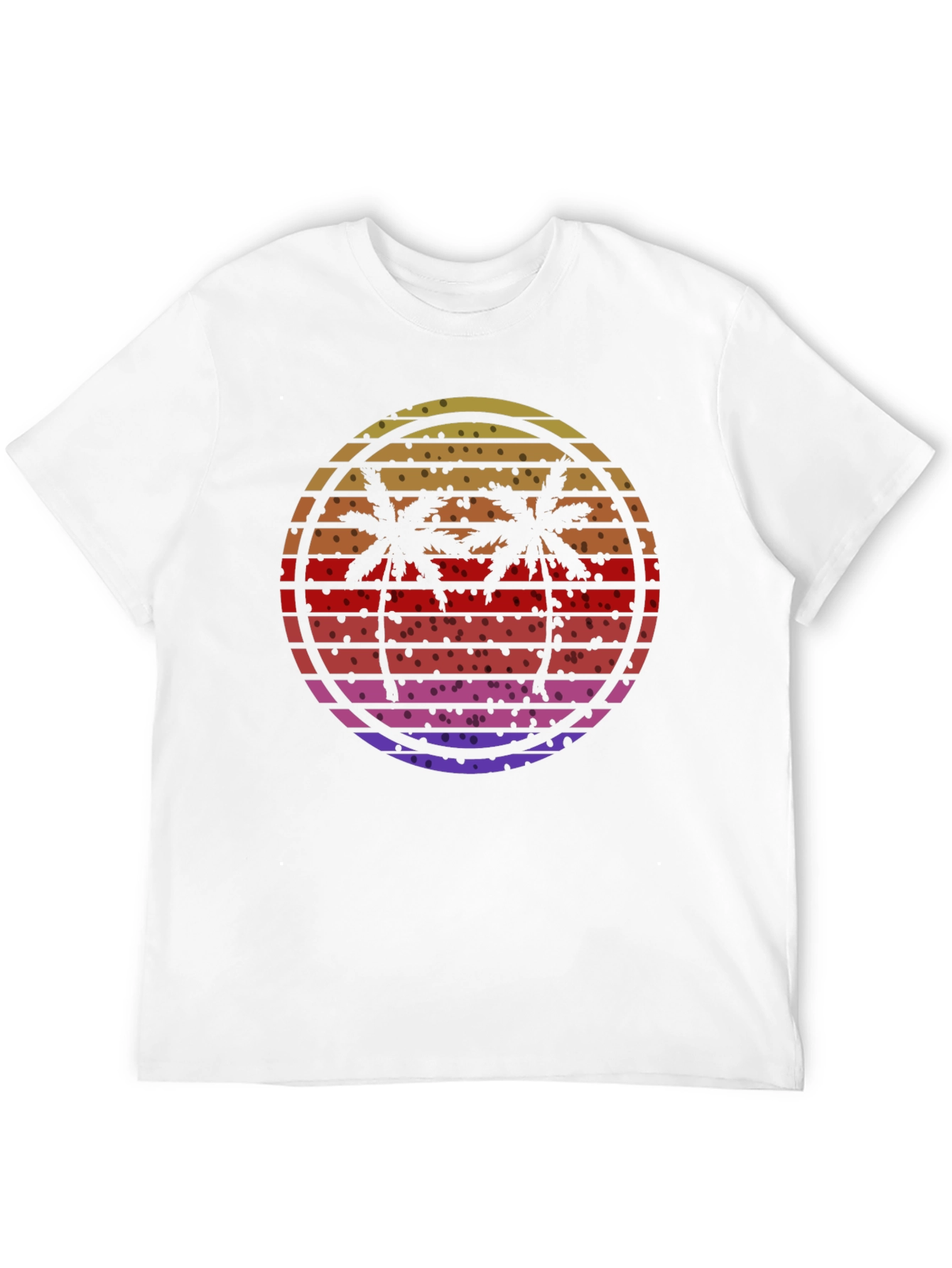 Black Retro Sunset Palm Tree Graphic T-Shirt view 12