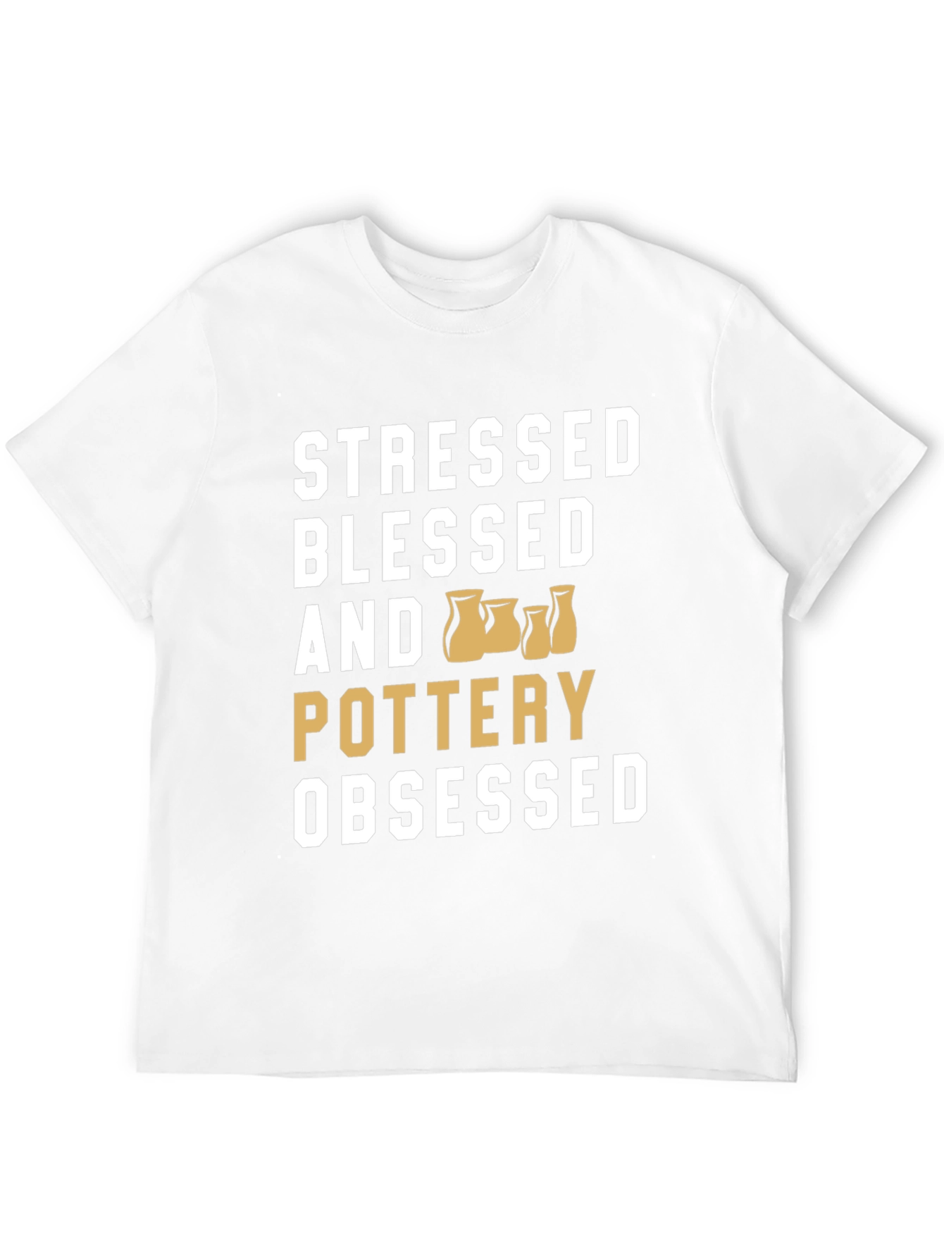 Black Stressed Blessed Pottery Obsessed T-Shirt view 12