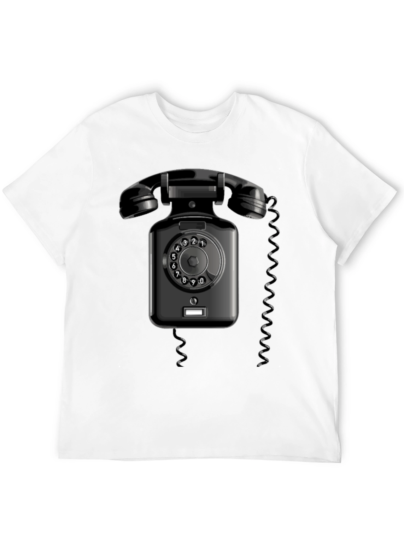 Black Vintage Rotary Phone Graphic T-Shirt - Retro Style view 12