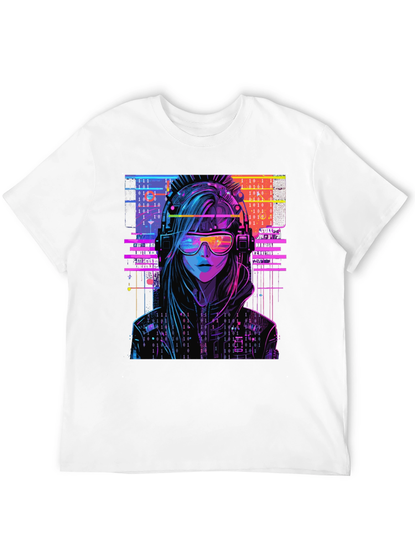 Cyberpunk Girl T-Shirt - Binary Code Design - 12