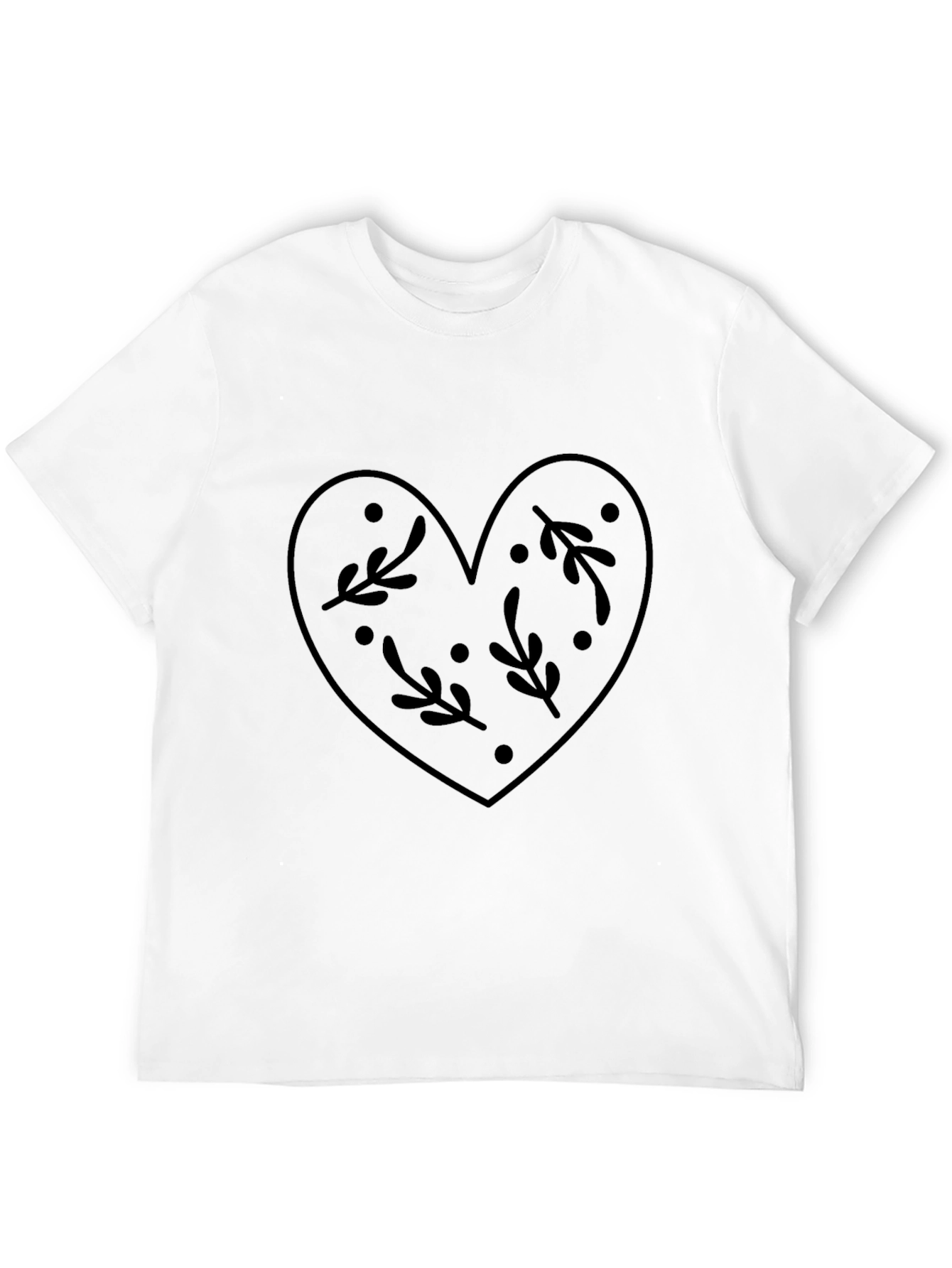 Black Floral Heart Graphic Tee - Men's Black T-Shirt view 12