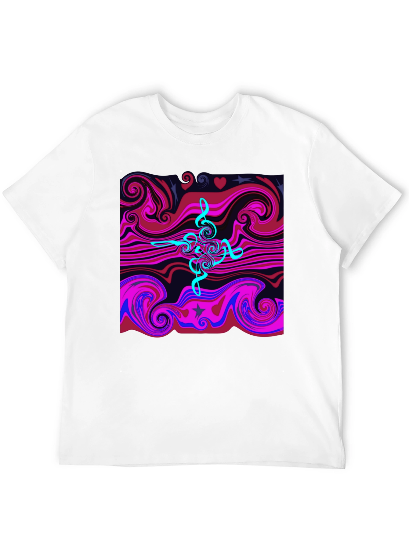 Black Abstract Swirl Tee - Cool Graphic Print Black T-Shirt view 12
