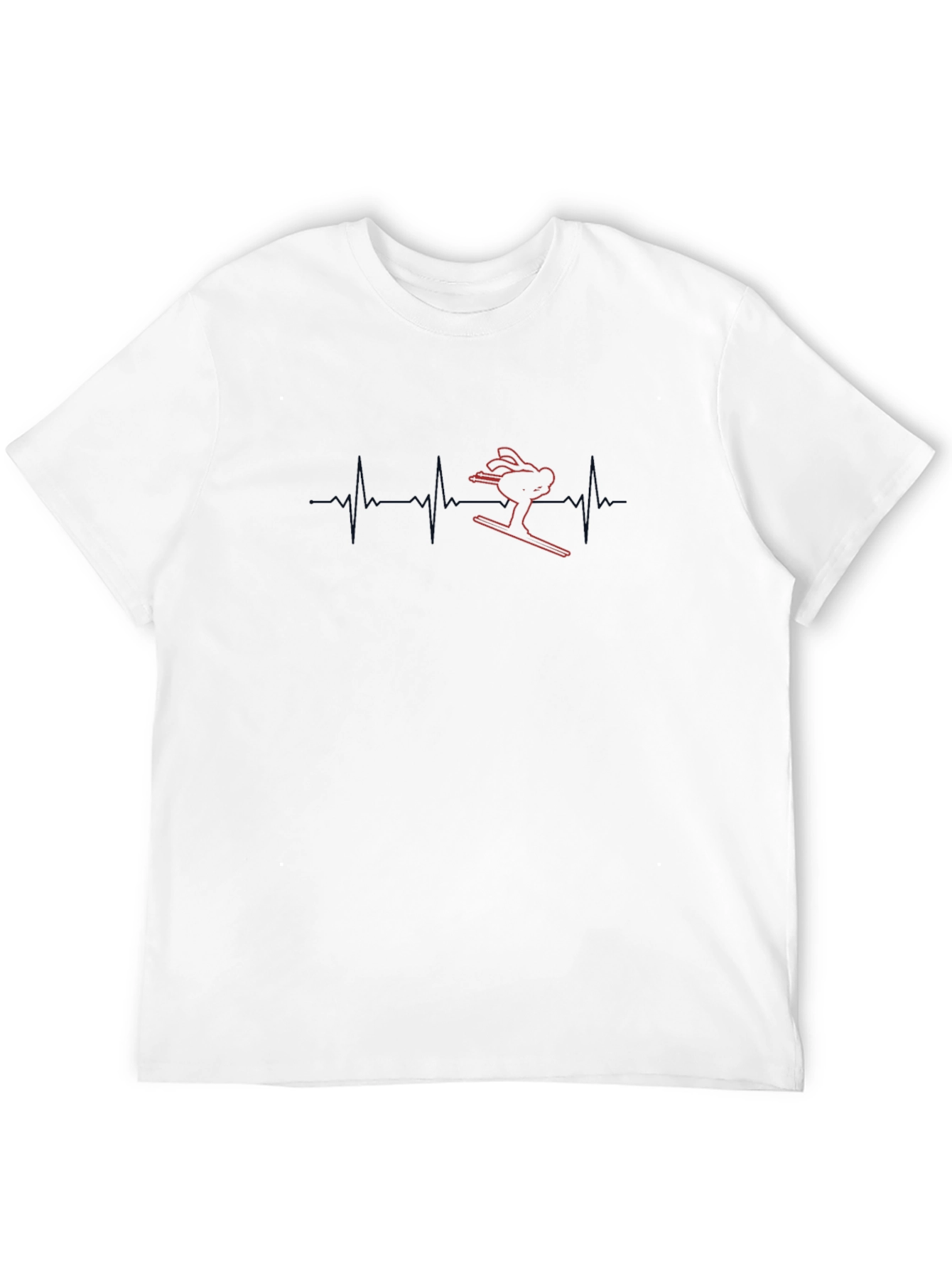 Black Skiing Heartbeat T-Shirt - Unisex view 12