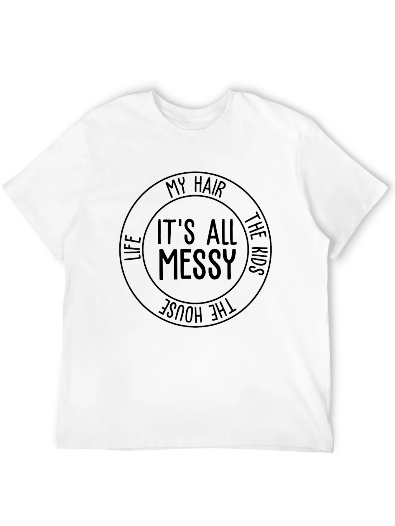 Black Messy Hair, Kids & House T-Shirt - Unisex Graphic Tee view 12