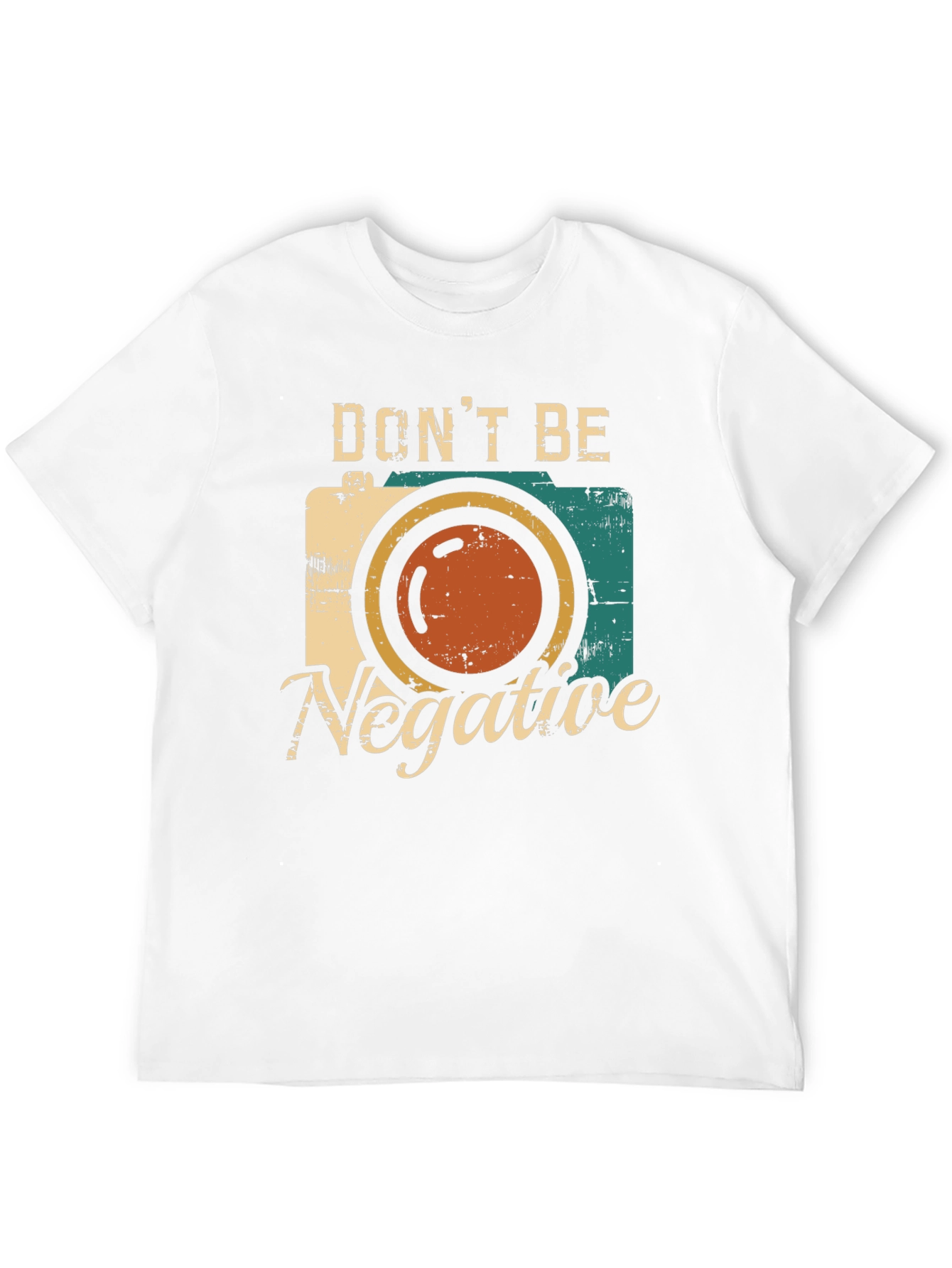 Black Don't Be Negative Retro Camera Graphic T-Shirt view 12