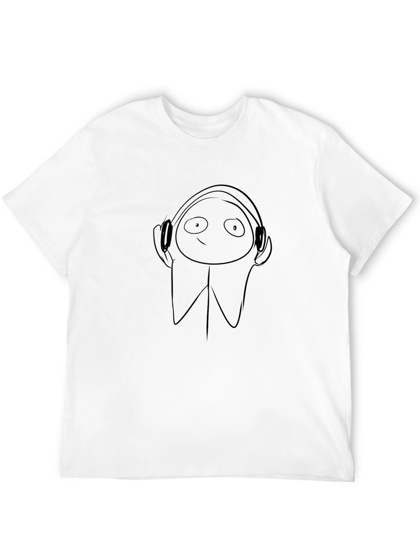 Black Minimalist Headphone Character Black T-Shirt view 12