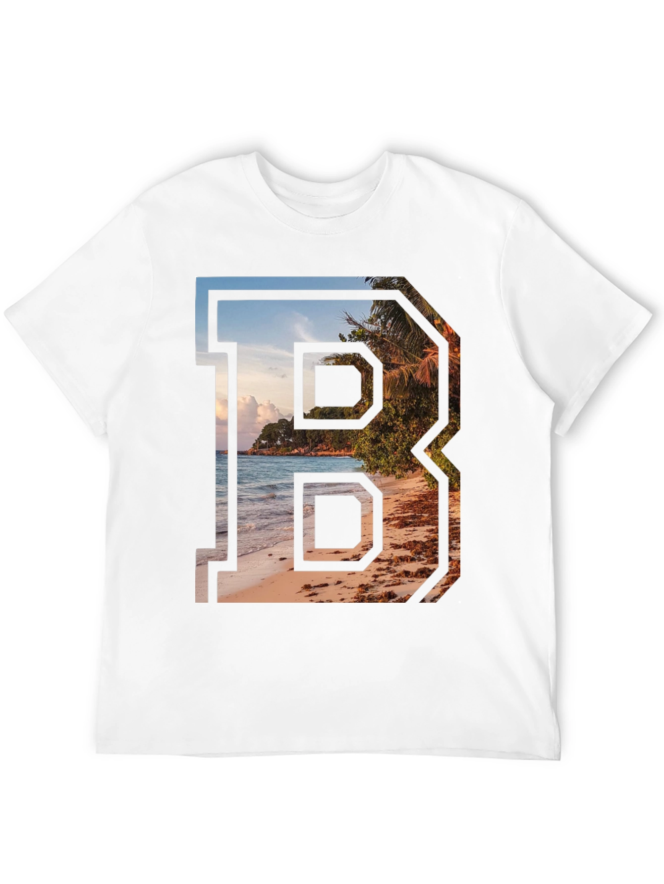 Beach Letter B Graphic Tee - Tropical Getaway Shirt - 12