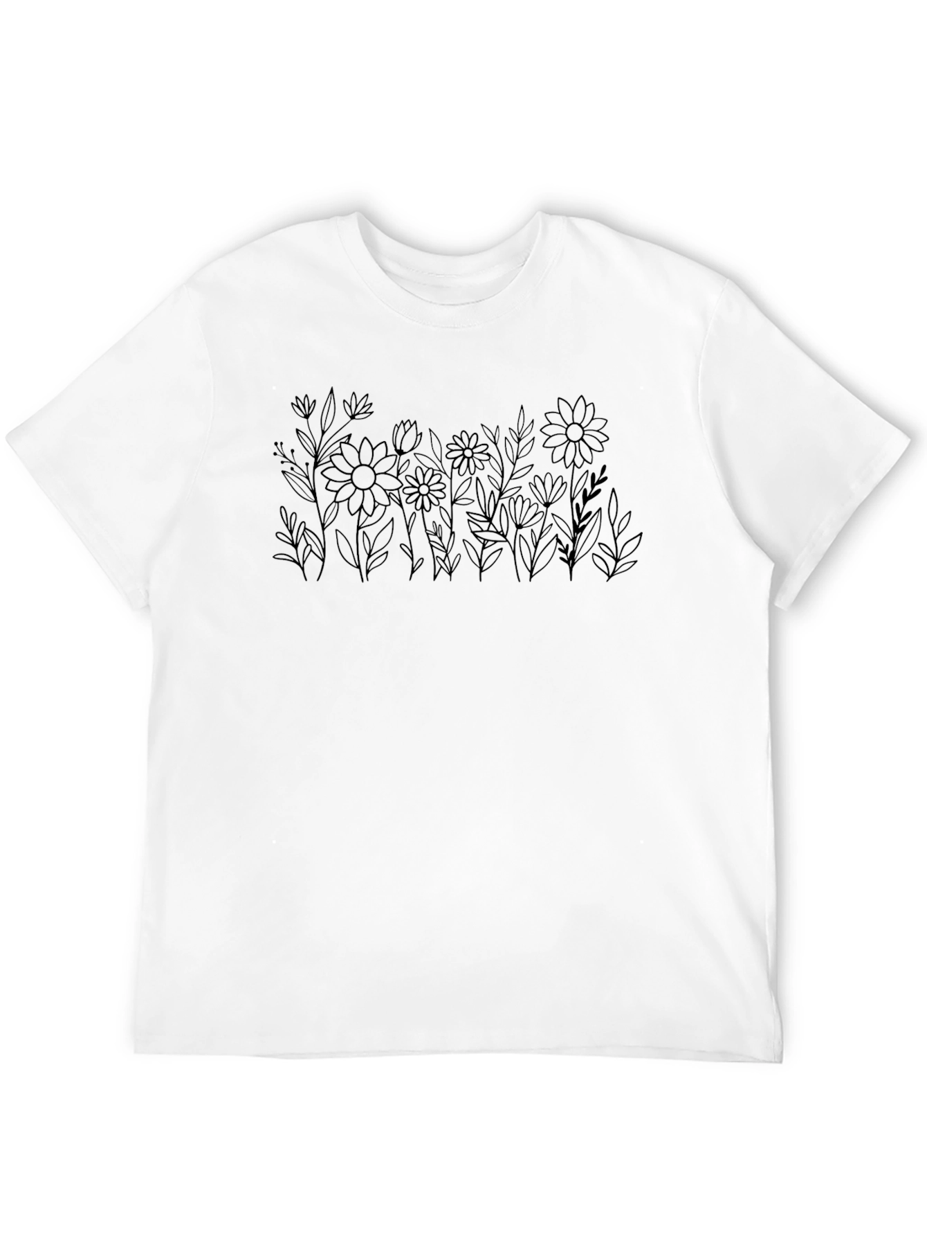 Black Floral Print Black Crew Neck T-Shirt view 12