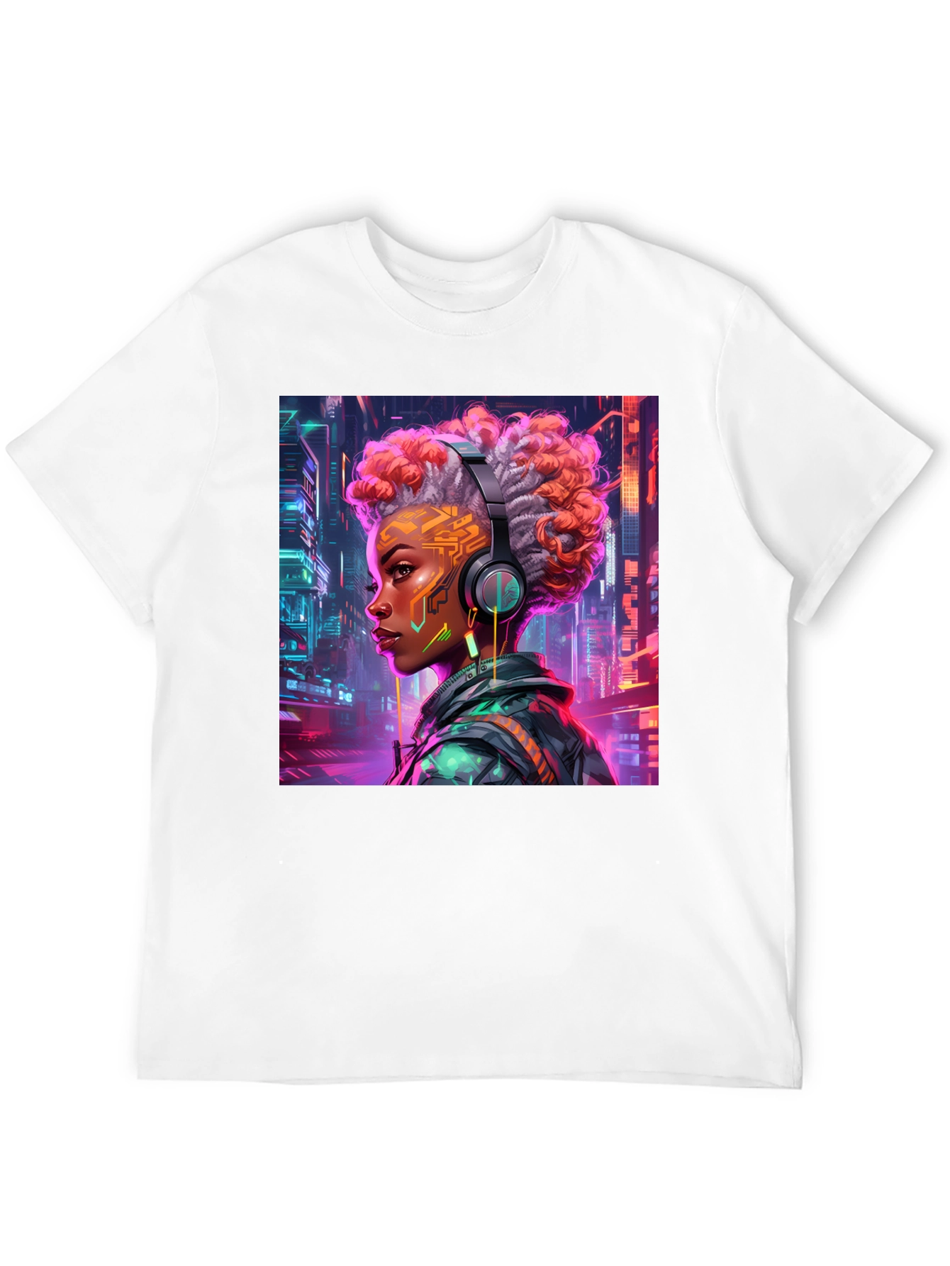 Black Cyberpunk Girl Graphic Tee - Futuristic Style view 12