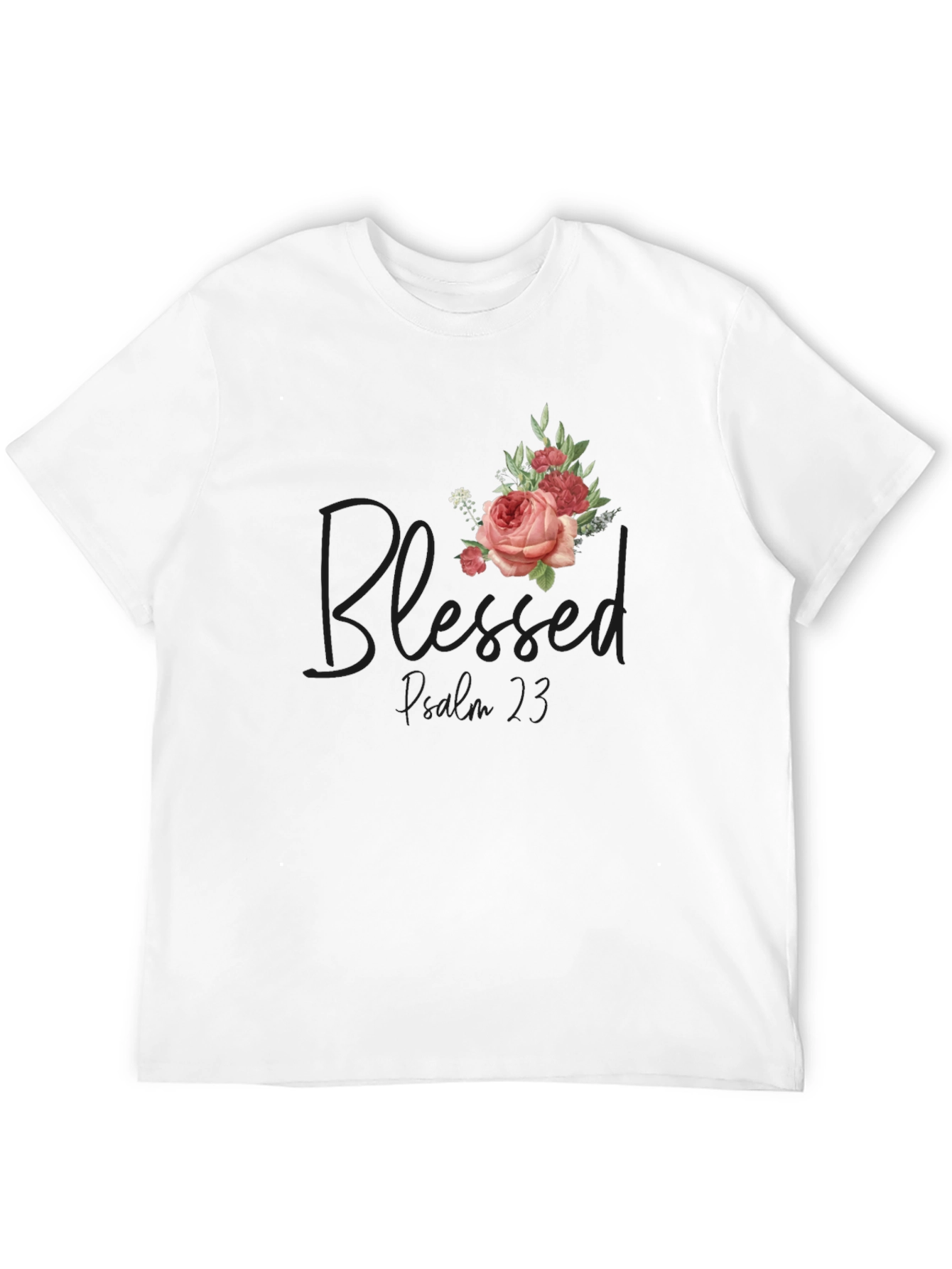 Black Blessed Proverbs 3:5 Floral T-Shirt view 12