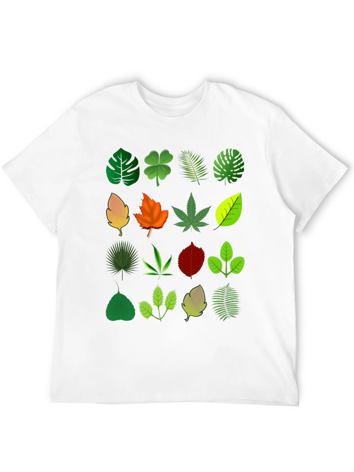 Black Leaf Pattern T-Shirt view 12